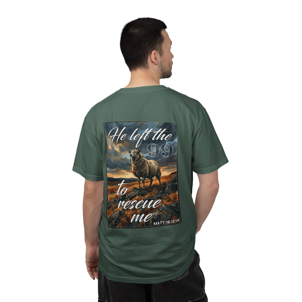 Christian Shepherd T-Shirt — "He Left the 99 to Rescue Me" Graphic Tee