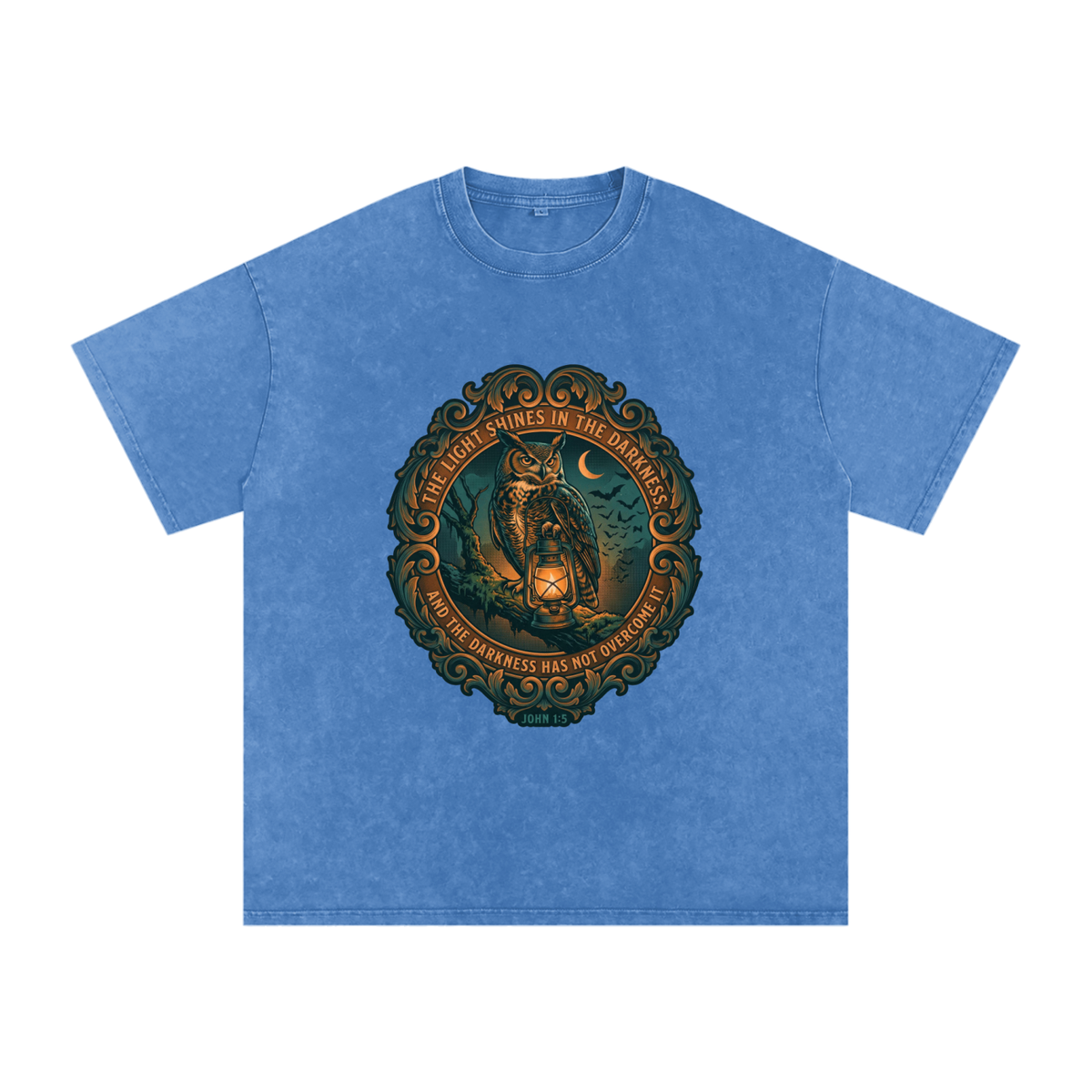 Owl Snow Washed Oversized Cotton T-Shirt