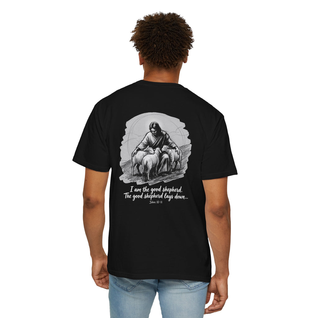 Christian T-Shirt — 'I Am the Good Shepherd' Graphic Tee with Cross