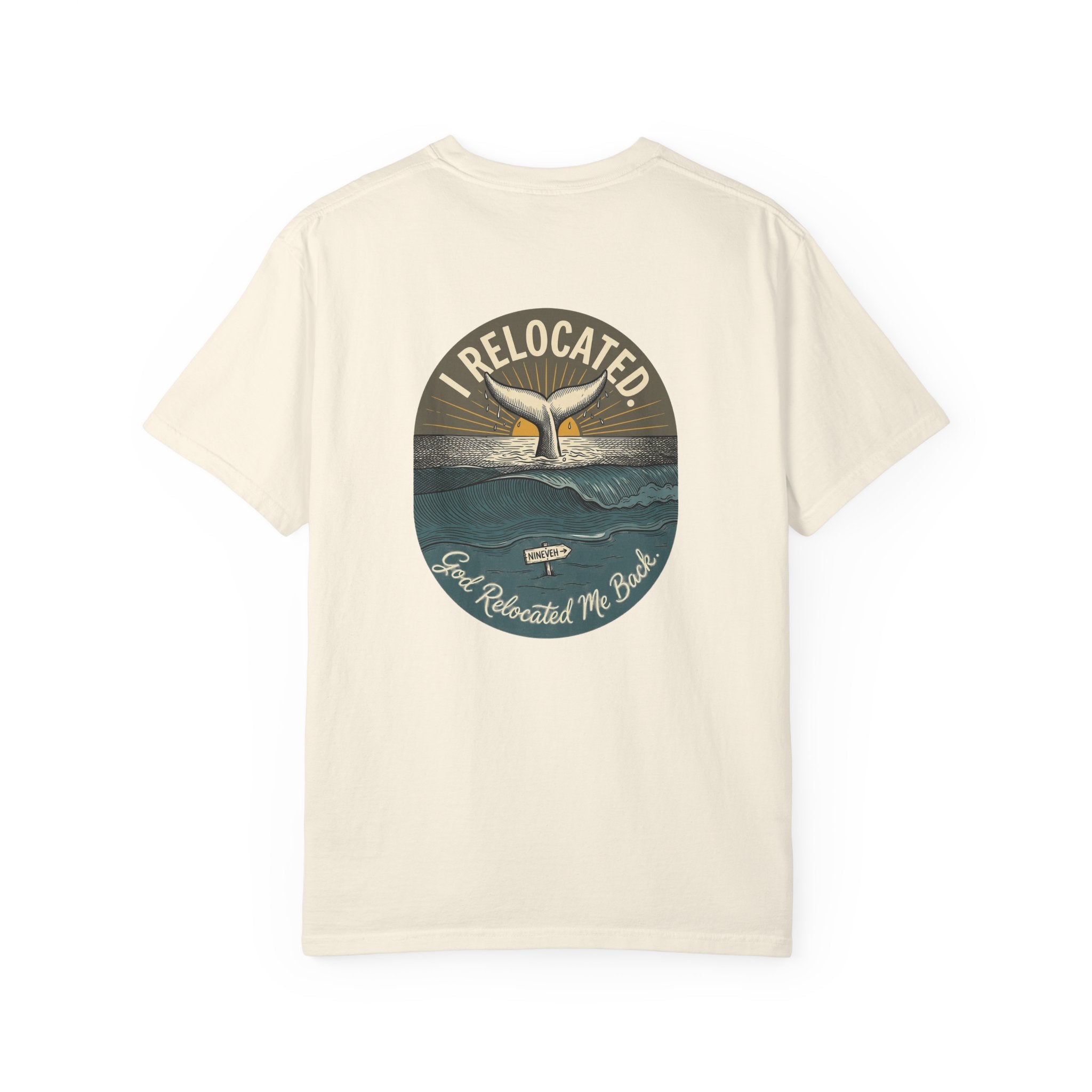 Relocated Whale Tail T-Shirt — “I Relocated” Retro Ocean Graphic Tee