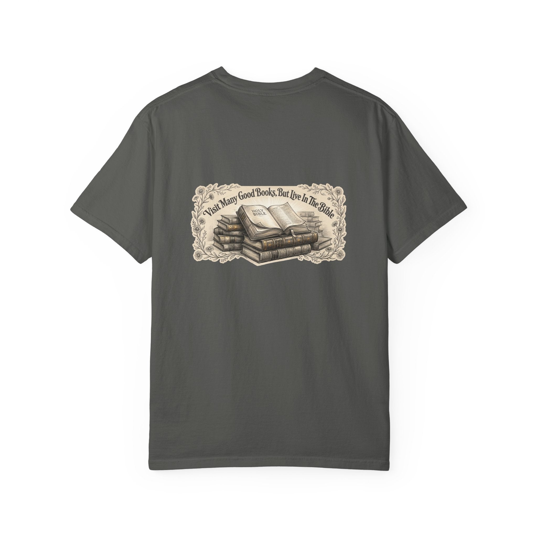 Vintage Stack of Books T-Shirt — "There Are Many Good Books, But This Is The Best"