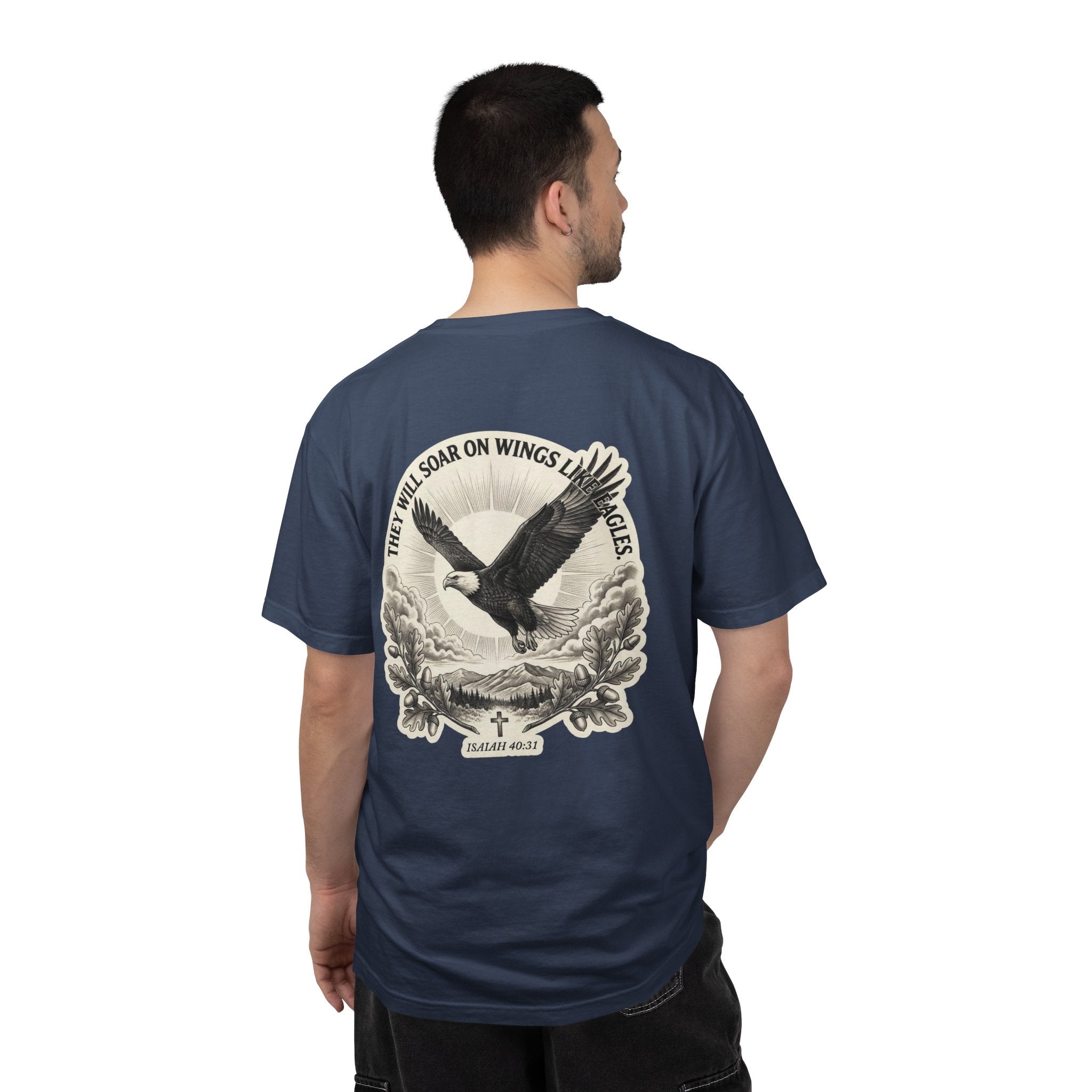 Eagle Cross T‑Shirt — 'They Will Soar on Wings' Christian Graphic Tee