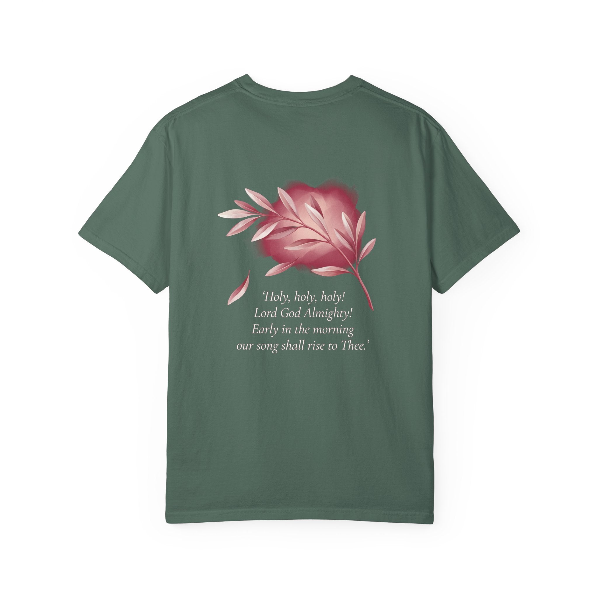 Christian Cross T-Shirt — Floral Hymn Back Print