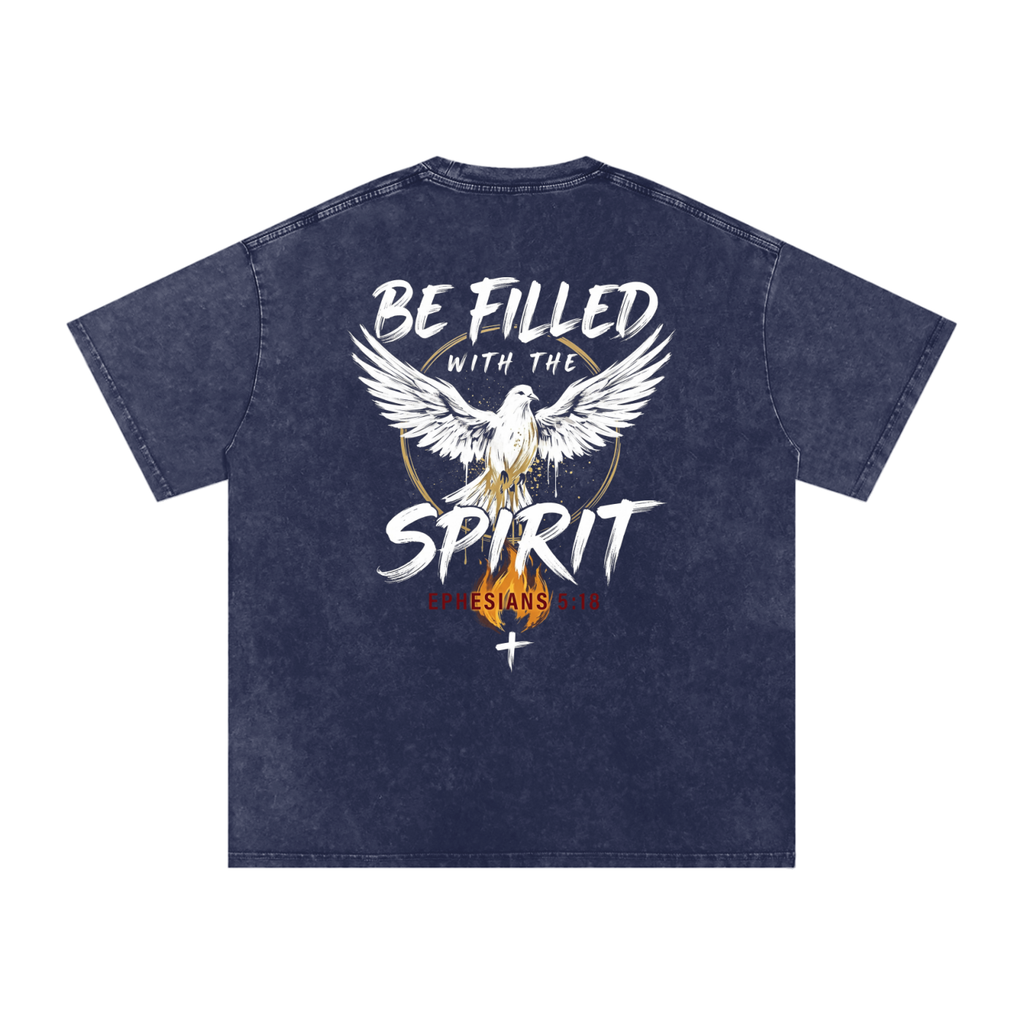 Be filled with the Spirt Snow Washed Oversized Cotton T-Shirt