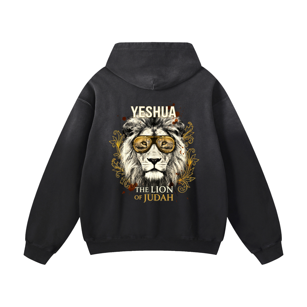 Yeshua the lion of Judah - Heavyweight Sunfade Oversized Hoodie -