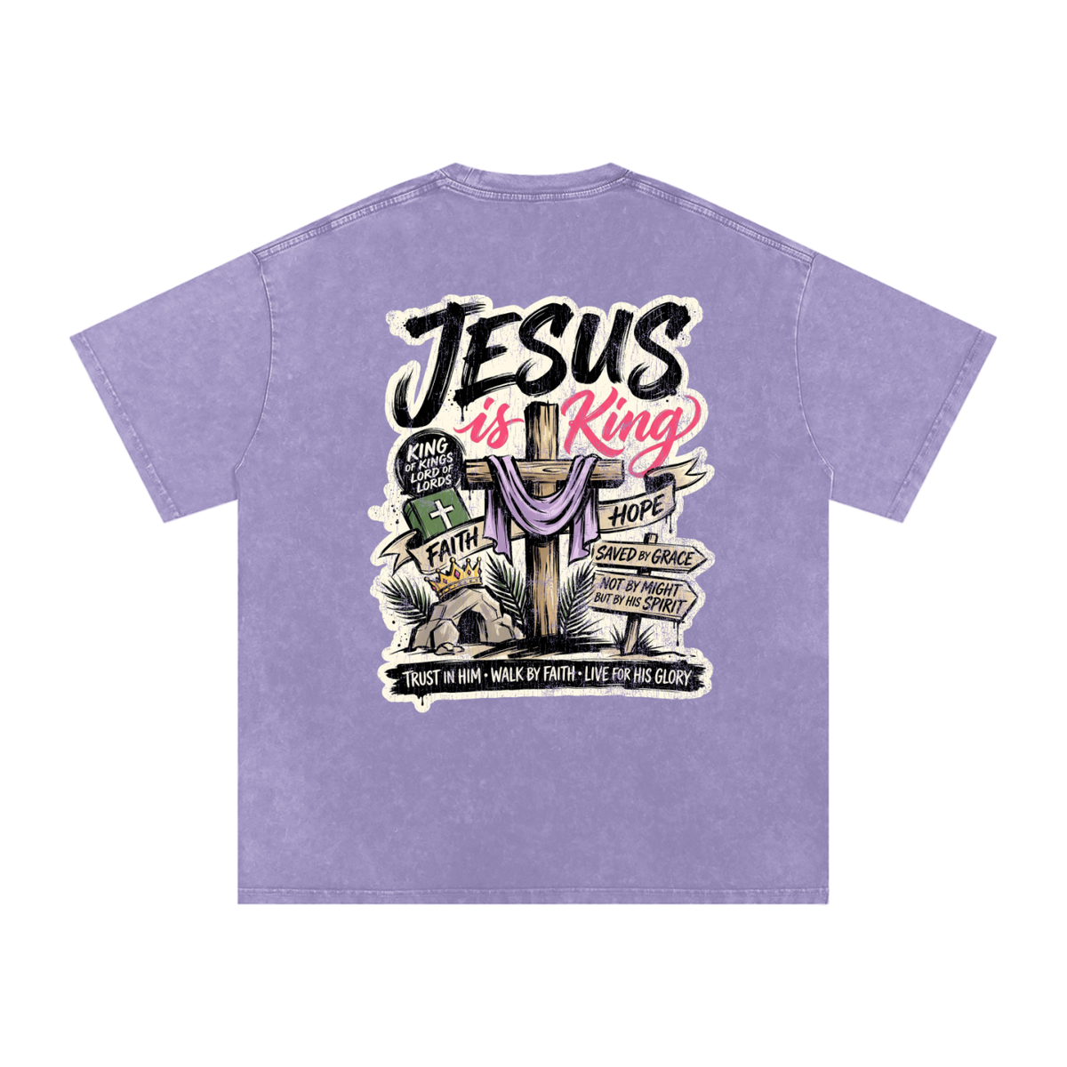 Jesus is King Snow Washed Oversized Cotton T-Shirt