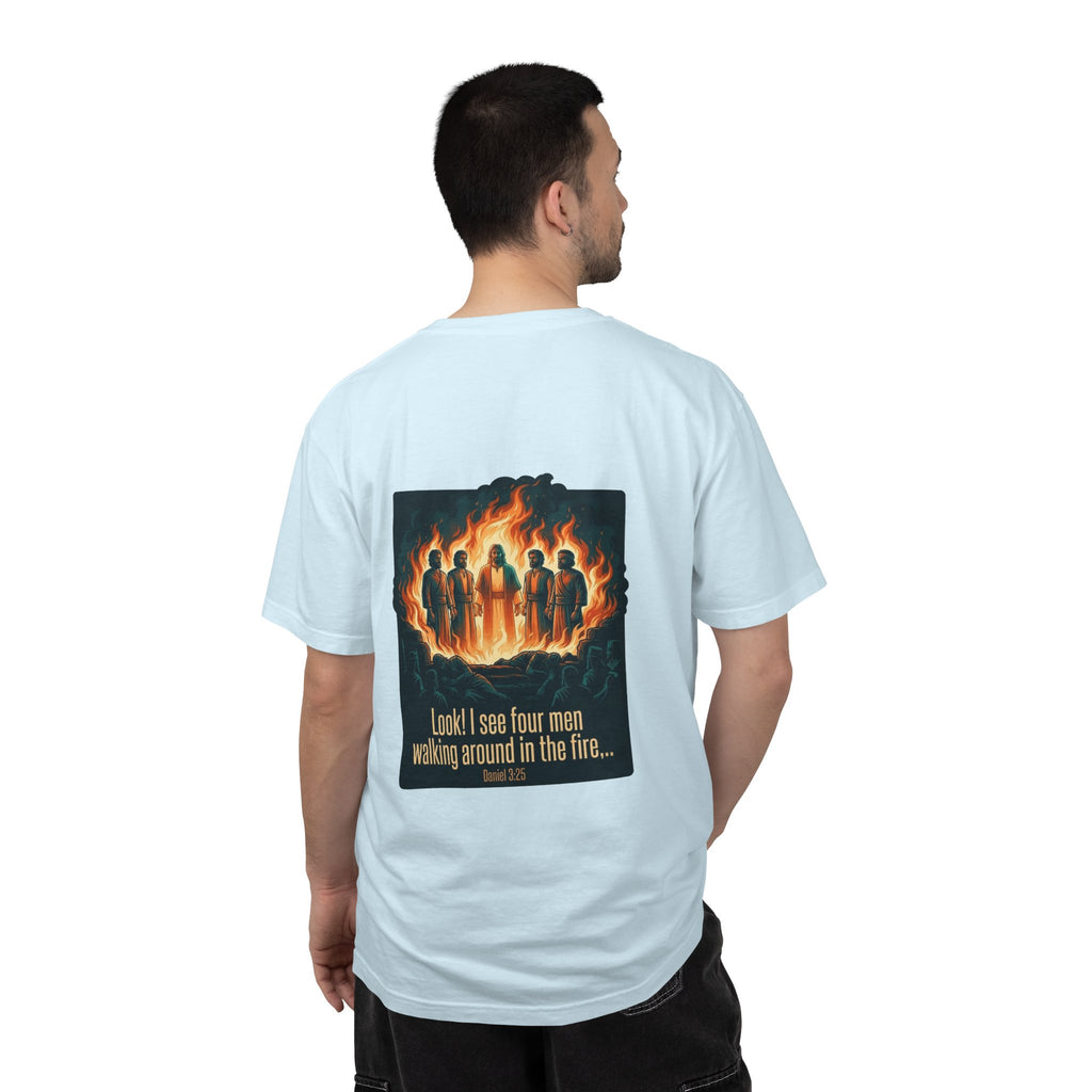 Christian Cross T-Shirt — ‘I see four men walking around in the fire’ Graphic Tee