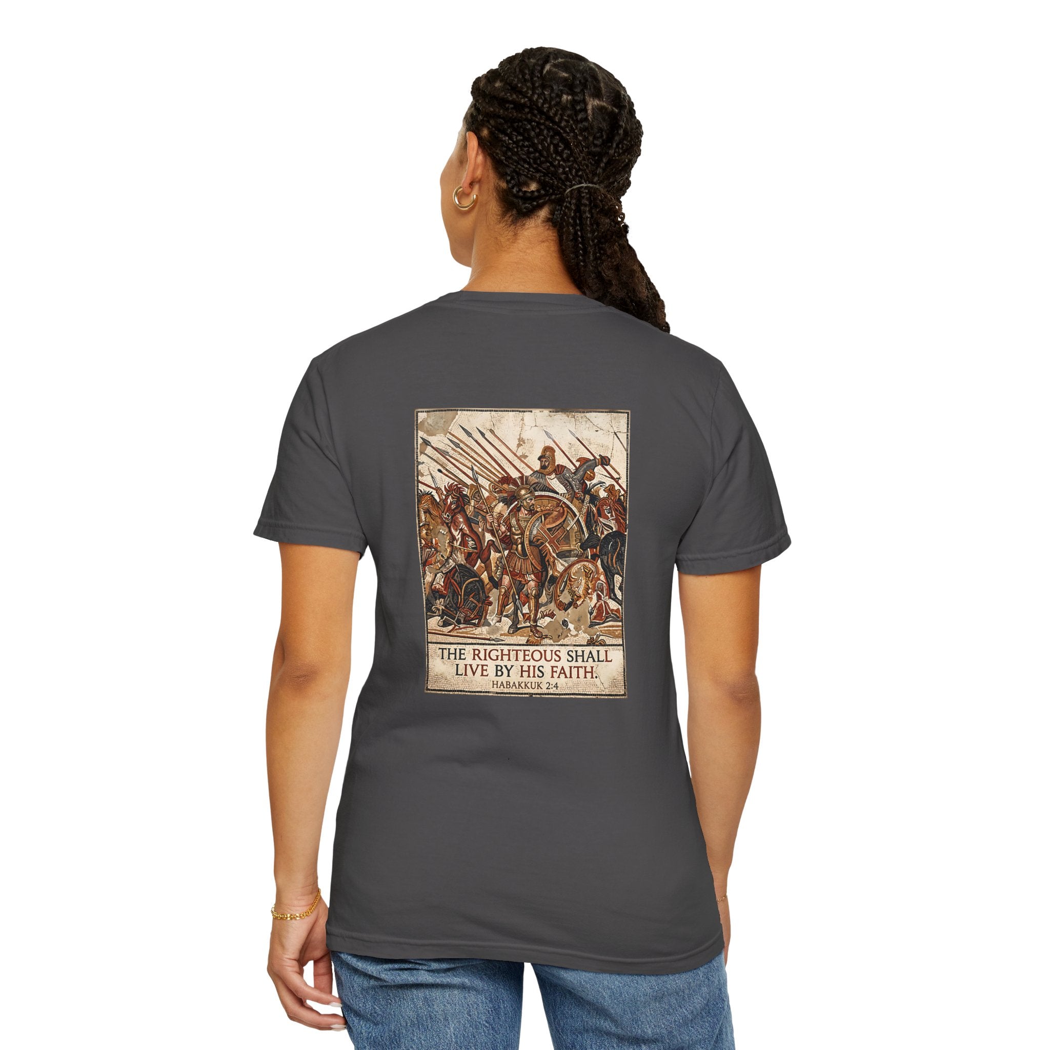 Faith Cross T‑Shirt — "The Righteous Shall Live by His Faith" Graphic Tee