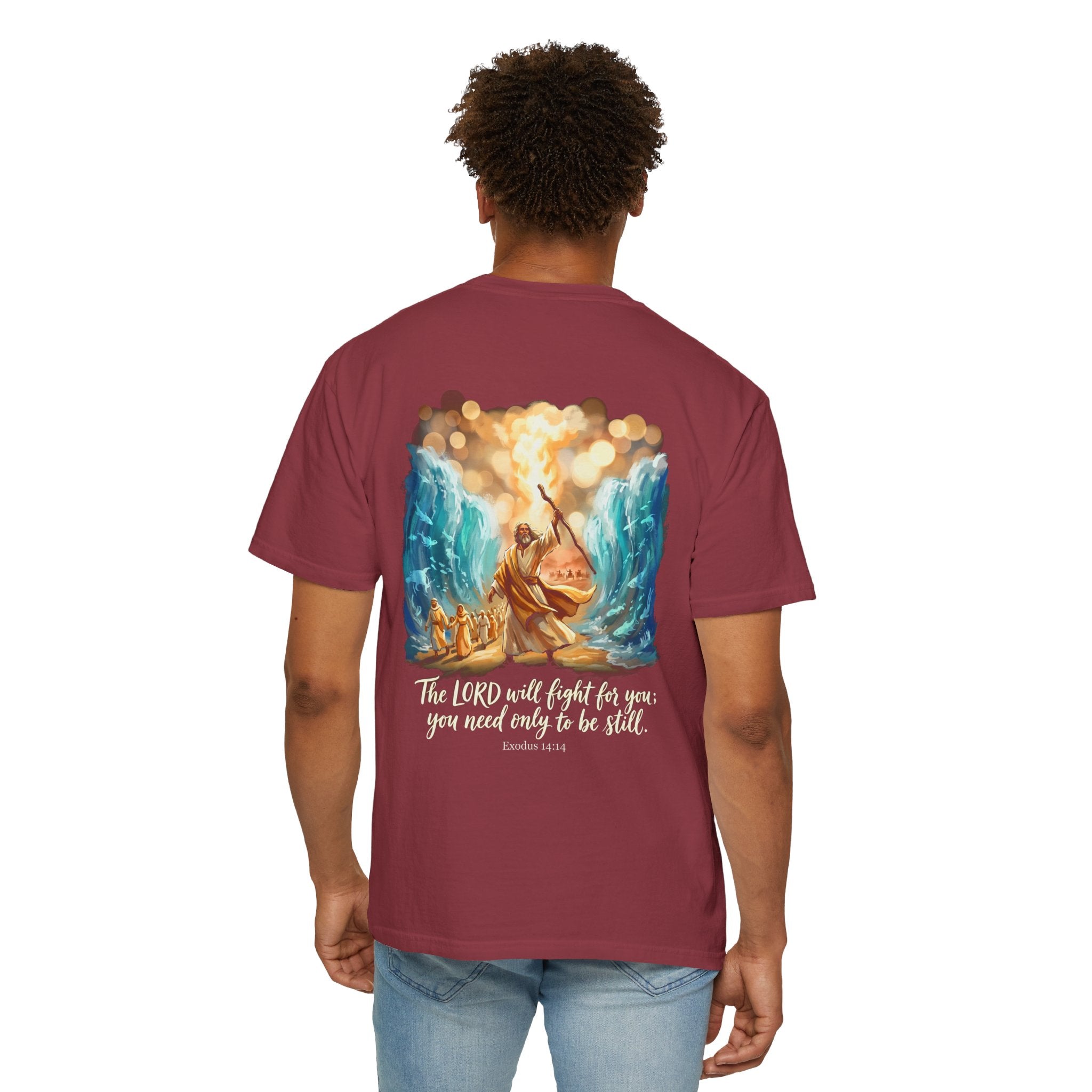 Christian Cross T-Shirt — Exodus 14:14 'The LORD Will Fight for You' Graphic Tee