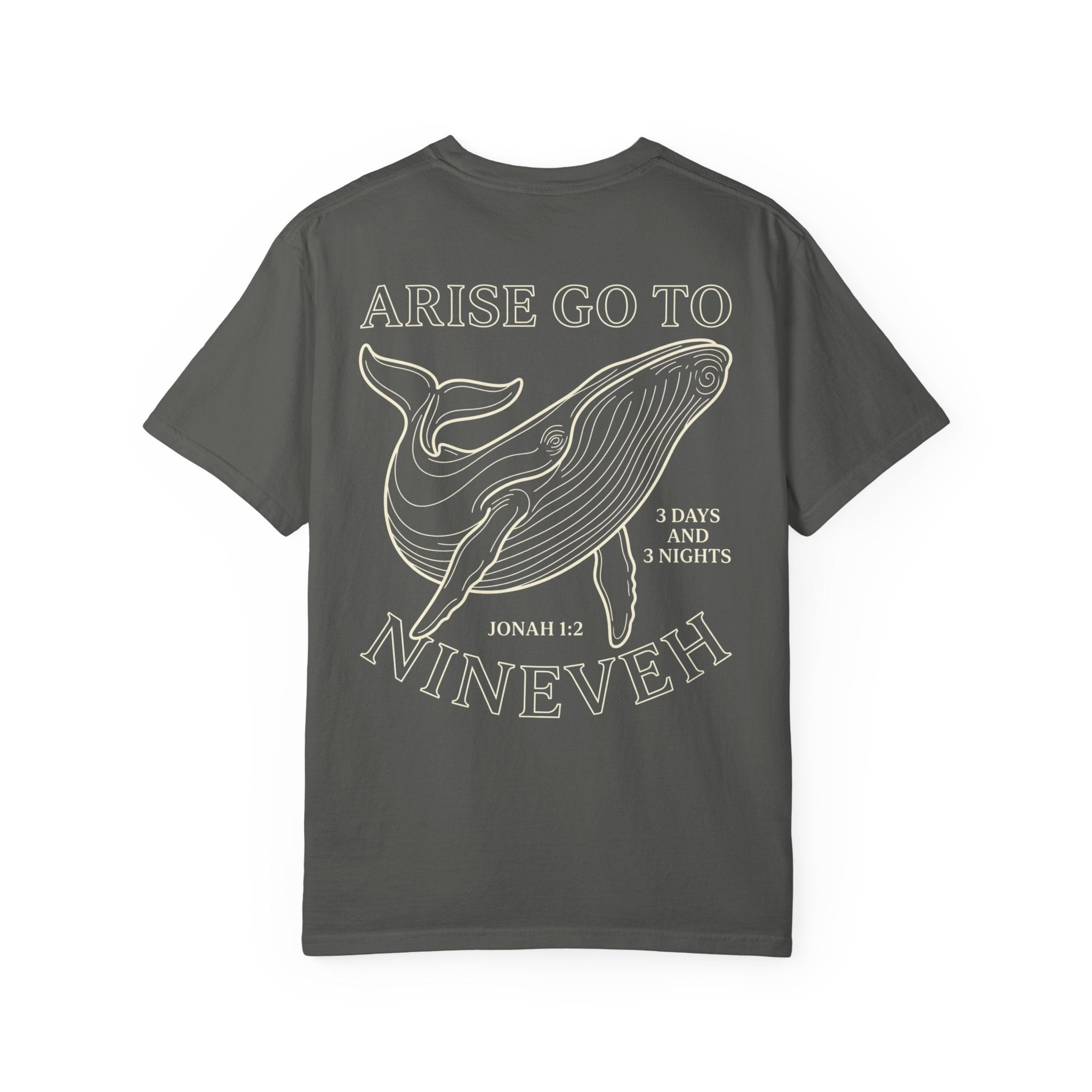 Jonah Whale T‑Shirt — "Arise Go to Nineveh" Christian Graphic Tee
