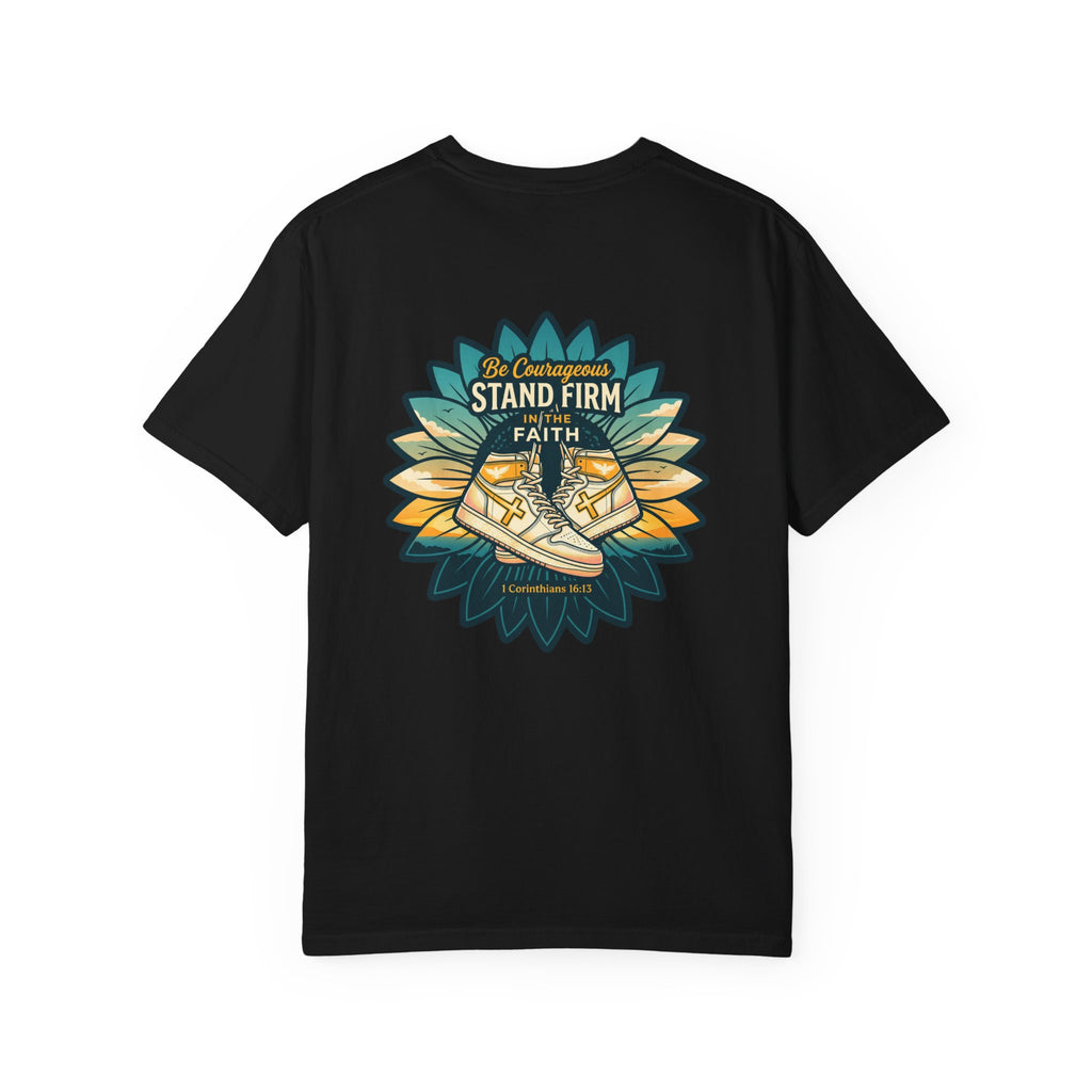 Faith Cross T‑Shirt — "Be Courageous, Stand Firm" Graphic Tee