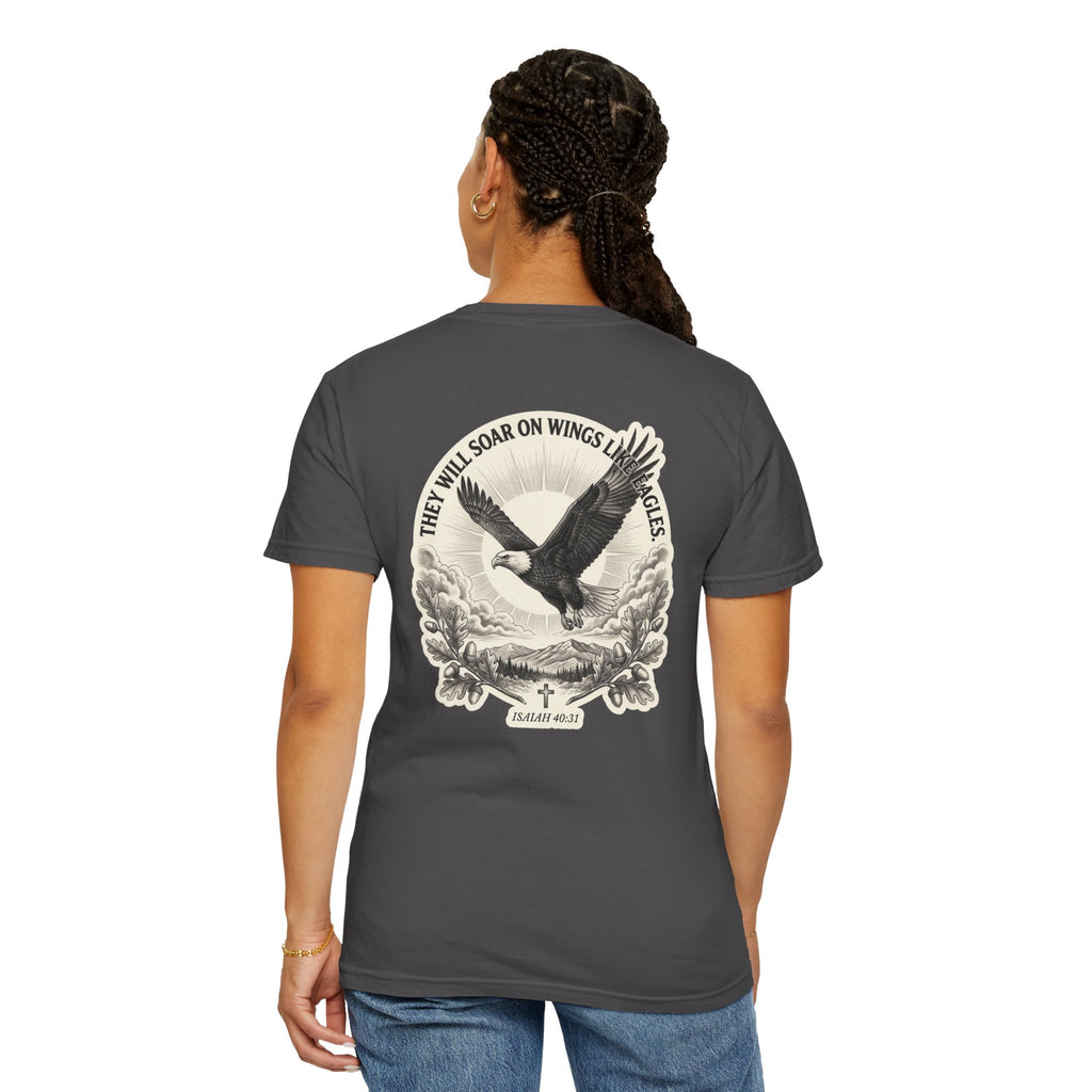 Eagle Cross T‑Shirt — 'They Will Soar on Wings' Christian Graphic Tee