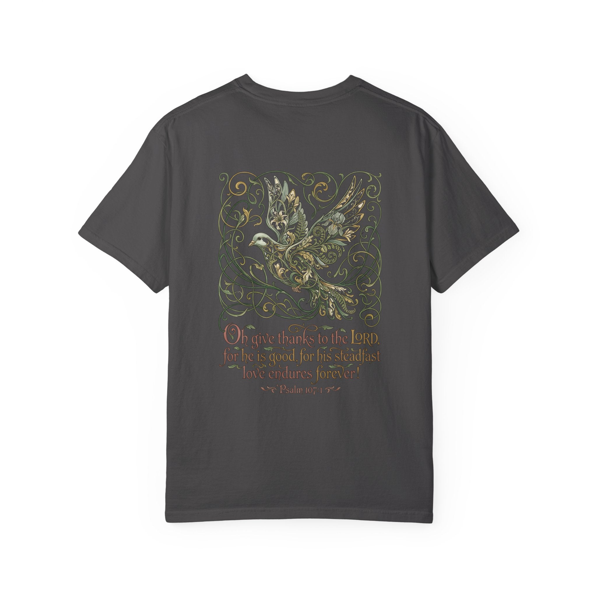 Christian Cross T-Shirt — ‘Give Thanks to the Lord’ Dove Graphic Tee