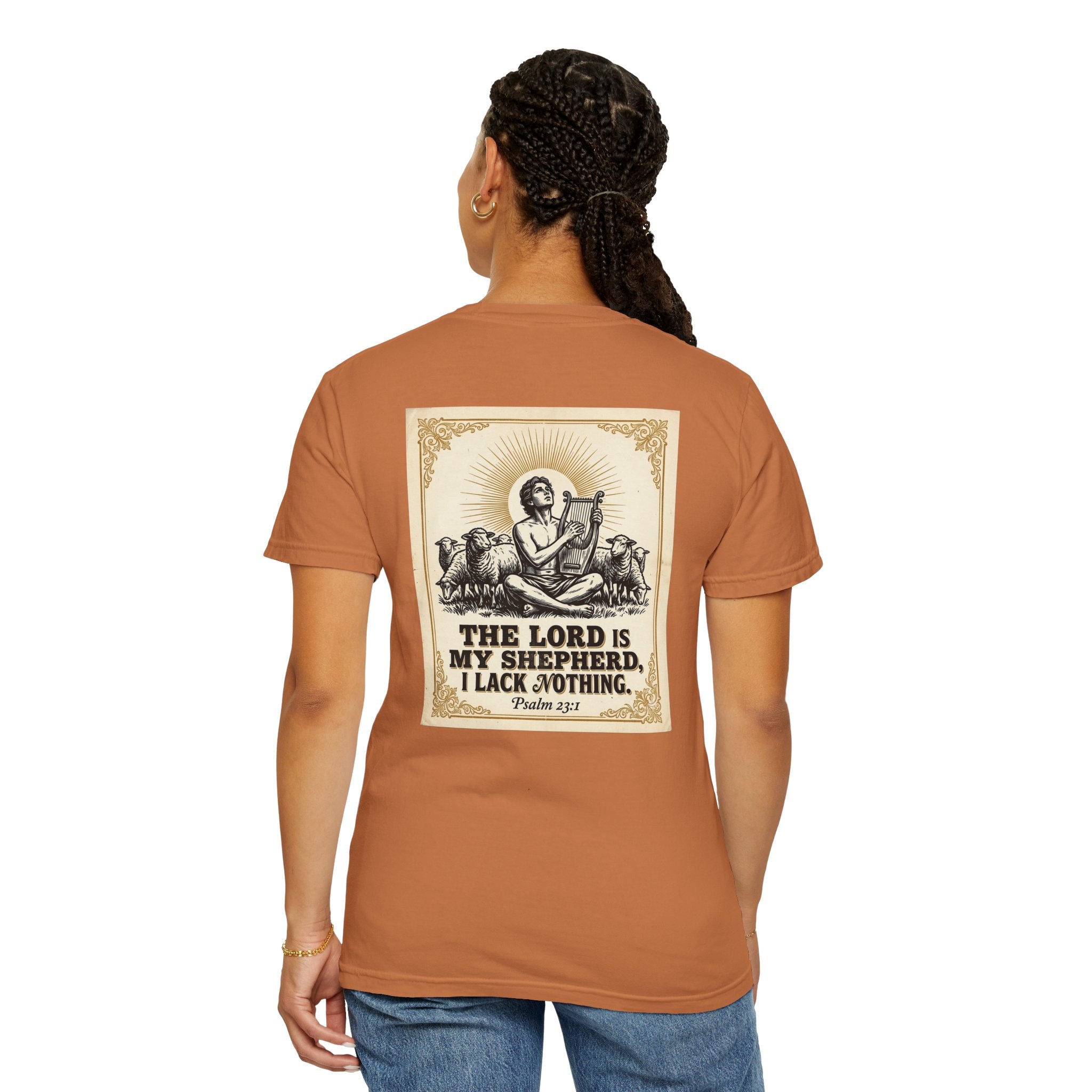 Christian Cross T-Shirt — "The Lord Is My Shepherd" Graphic Tee
