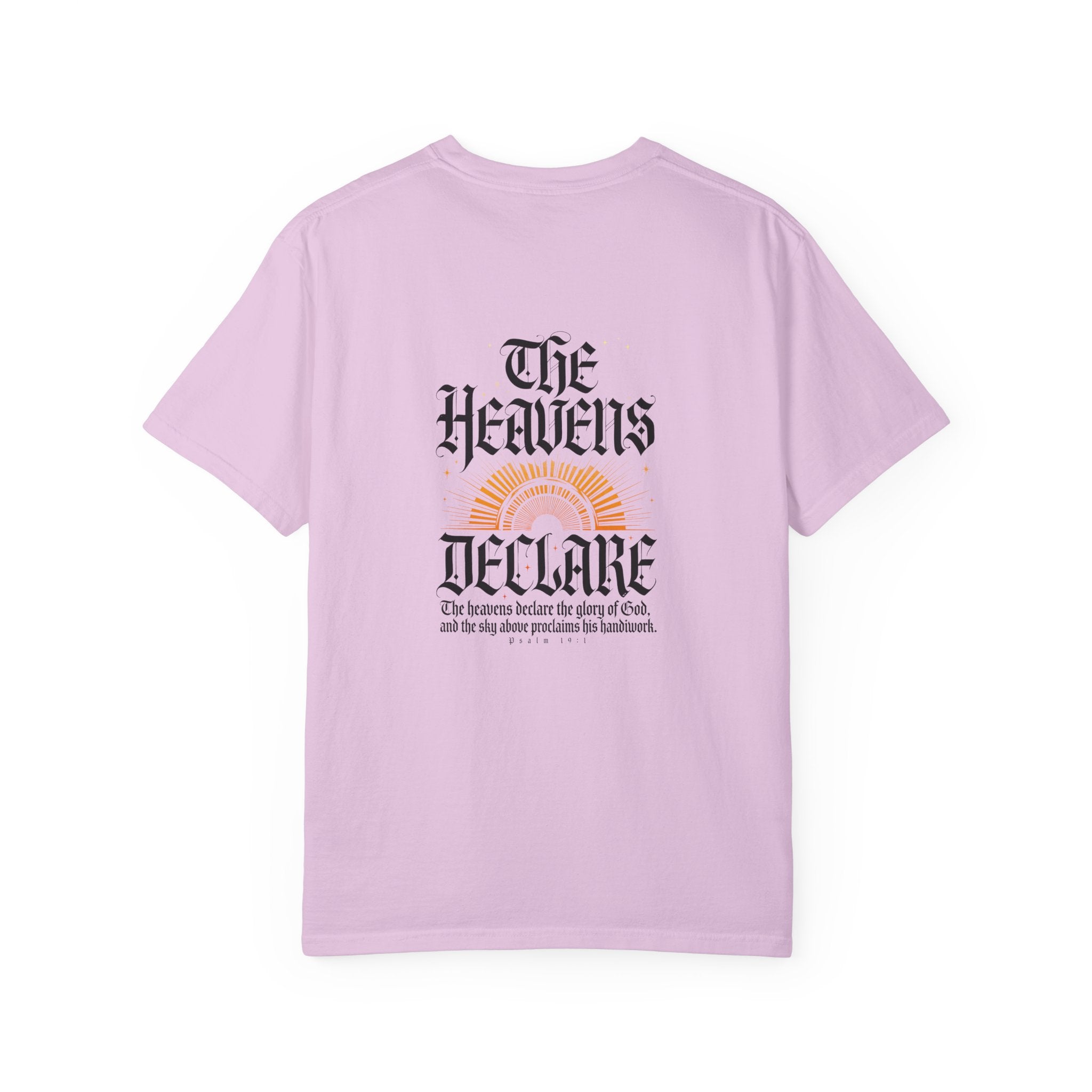 Christian Graphic T-Shirt — “The Heavens Declare” Sunback Tee