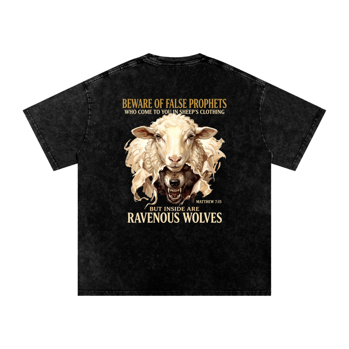 Snow Washed Oversized Cotton T-Shirt "False Prophets"