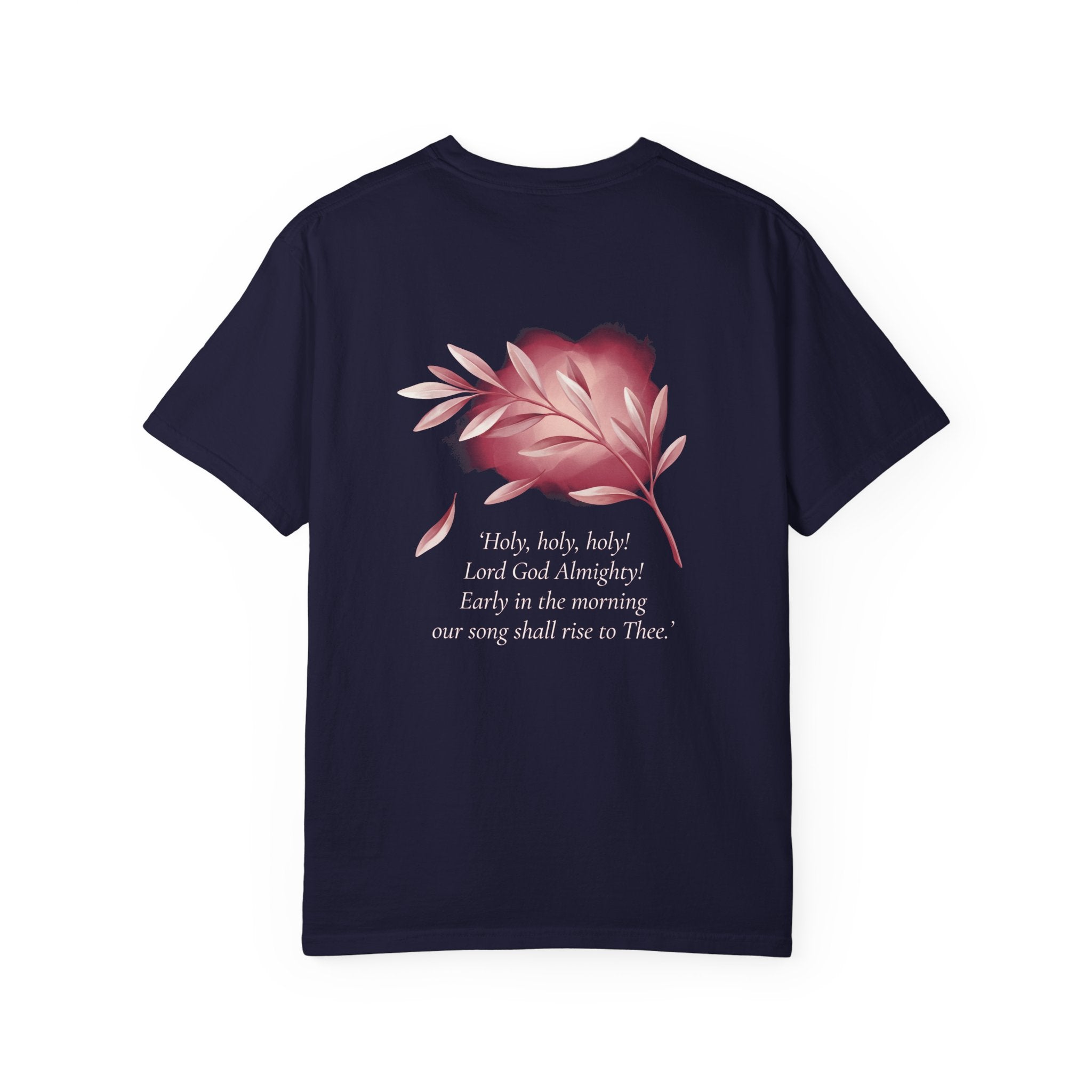 Christian Cross T-Shirt — Floral Hymn Back Print