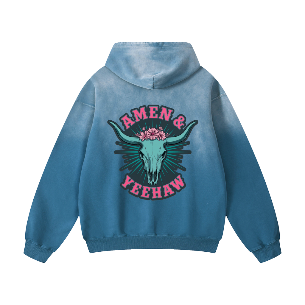 Yeehaw - Heavyweight Sunfade Oversized Hoodie -