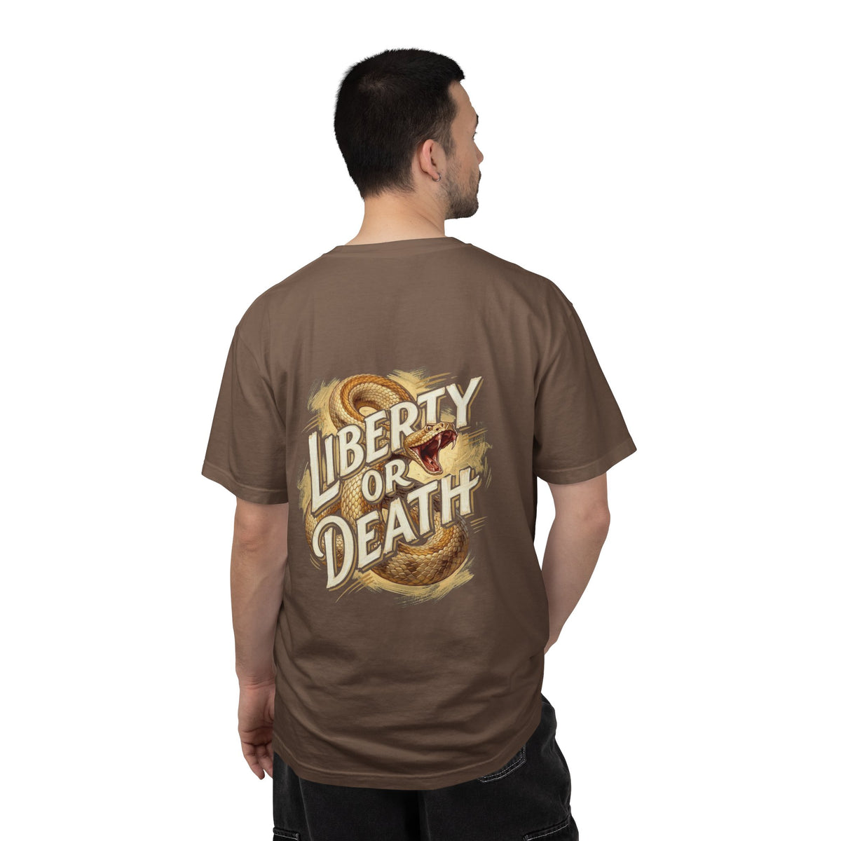 Liberty or Death T-Shirt — America Graphic Tee with Coiled Rattlesnake