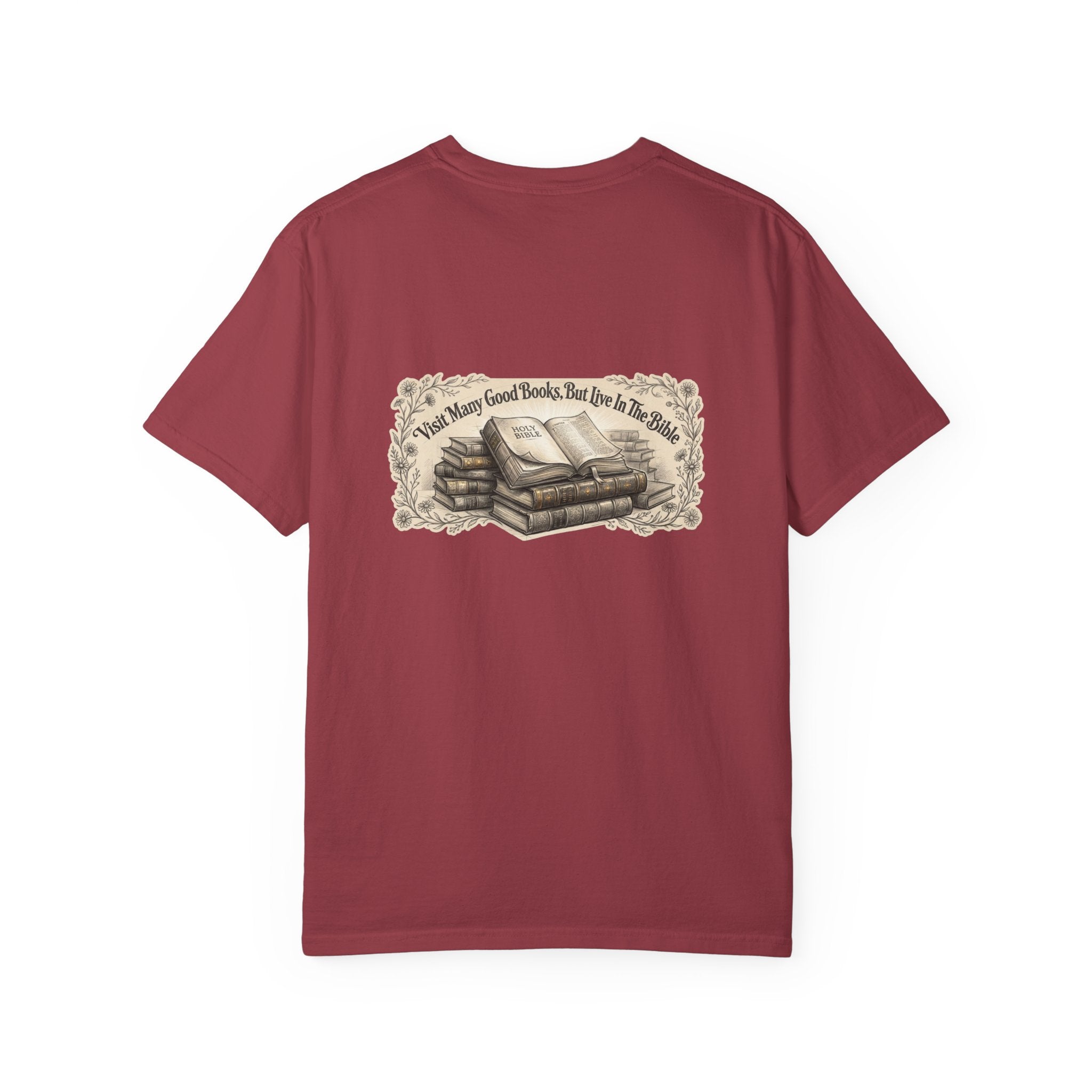 Vintage Stack of Books T-Shirt — "There Are Many Good Books, But This Is The Best"