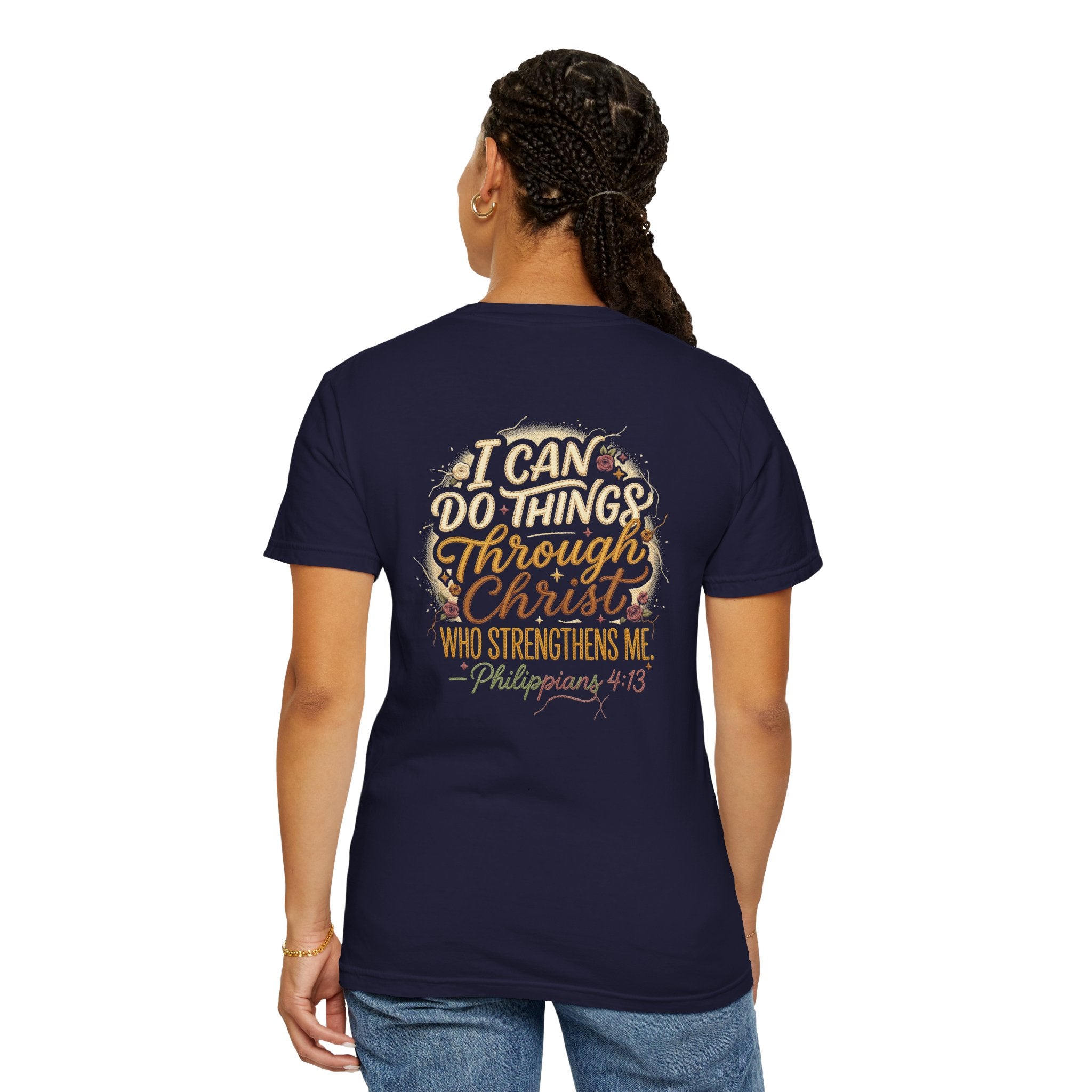 Christian Cross T-Shirt — "I Can Do All Things Through Christ" Inspirational Tee