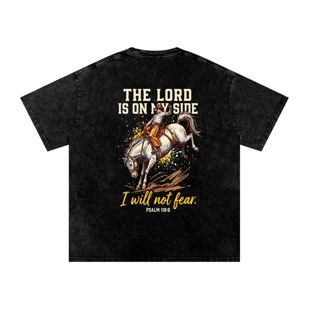 Lord is on my side Snow Washed Oversized Cotton T-Shirt