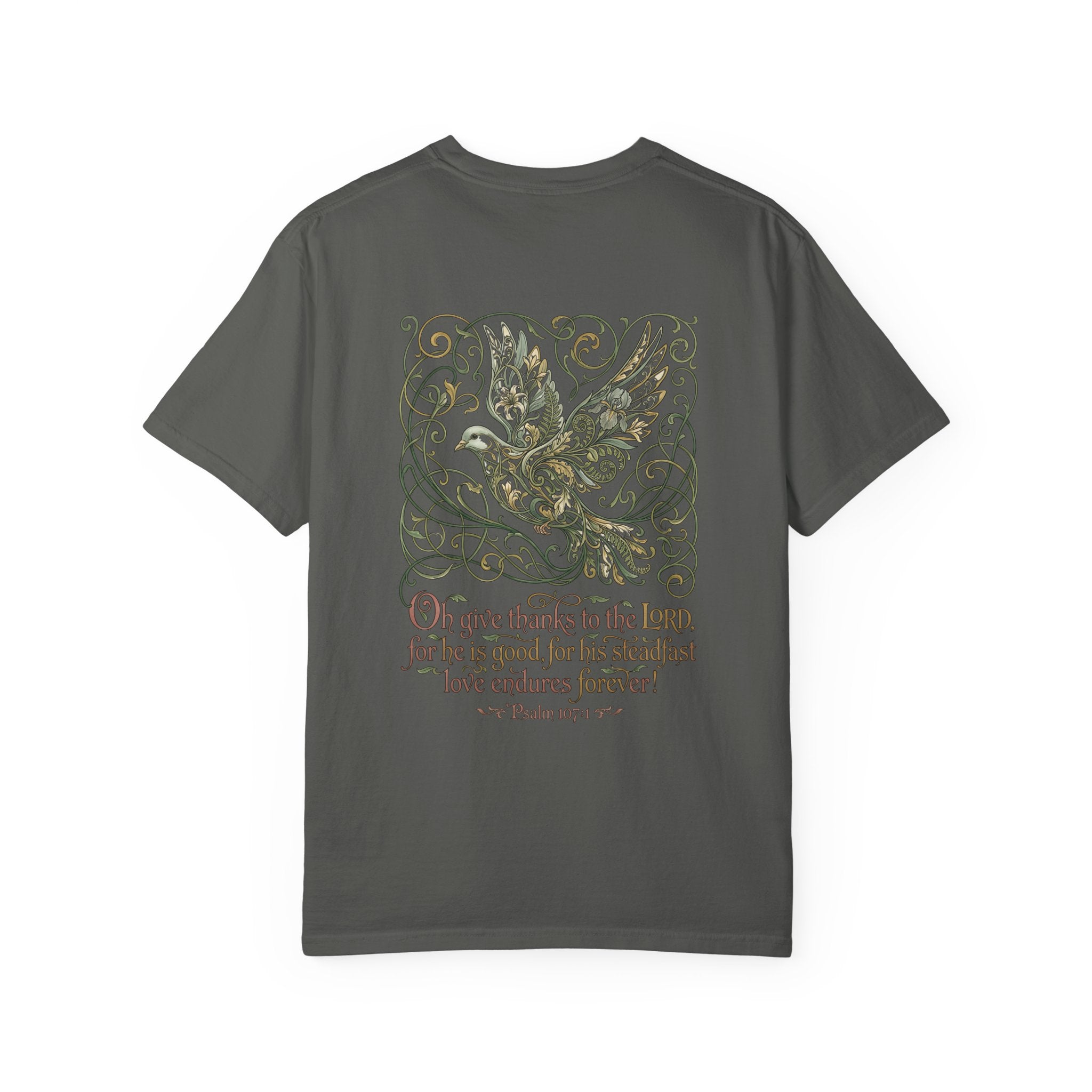 Christian Cross T-Shirt — ‘Give Thanks to the Lord’ Dove Graphic Tee
