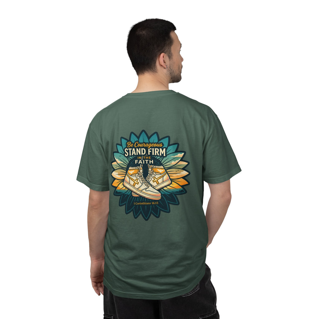 Faith Cross T‑Shirt — "Be Courageous, Stand Firm" Graphic Tee
