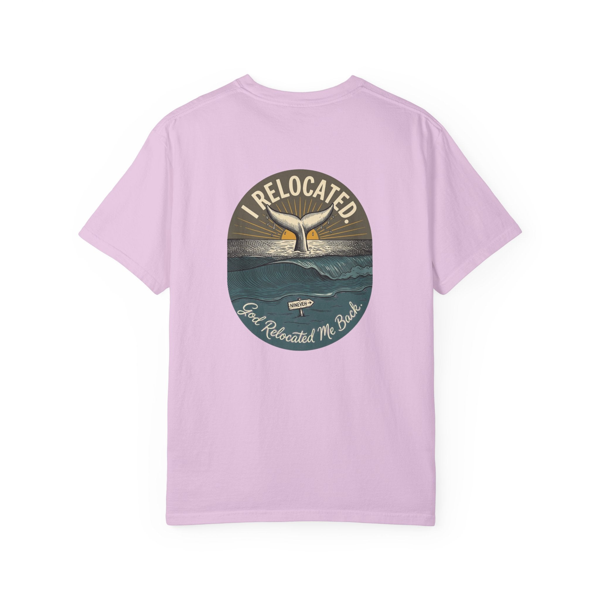 Relocated Whale Tail T-Shirt — “I Relocated” Retro Ocean Graphic Tee