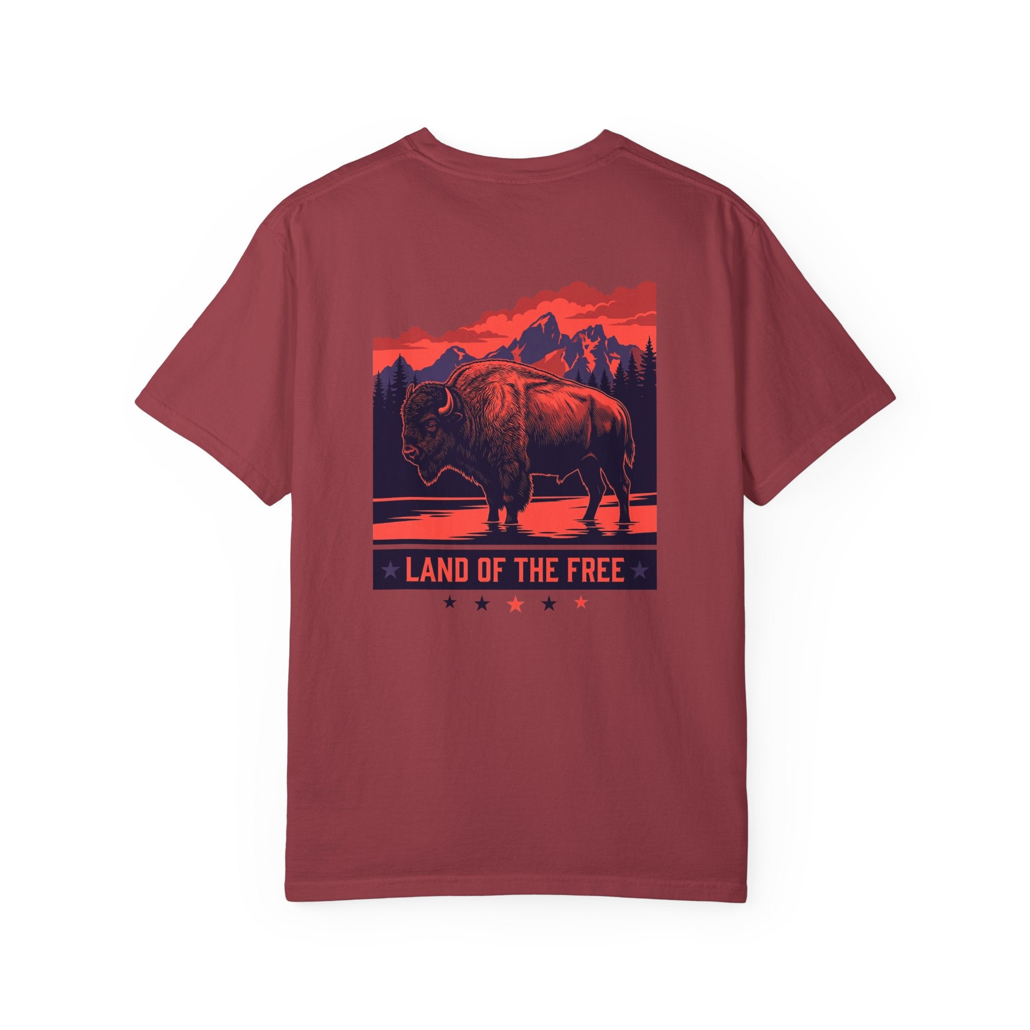 Americana Buffalo Tee — "Land of the Free" Garment-Dyed T-Shirt