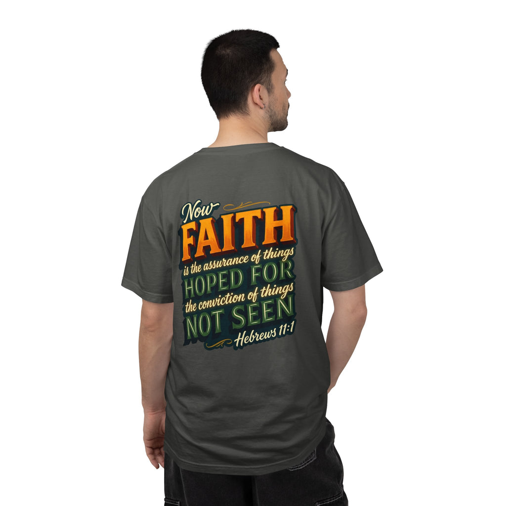 Faith Cross T-Shirt — 'Now Faith' Hebrews 11:1 Scripture Tee