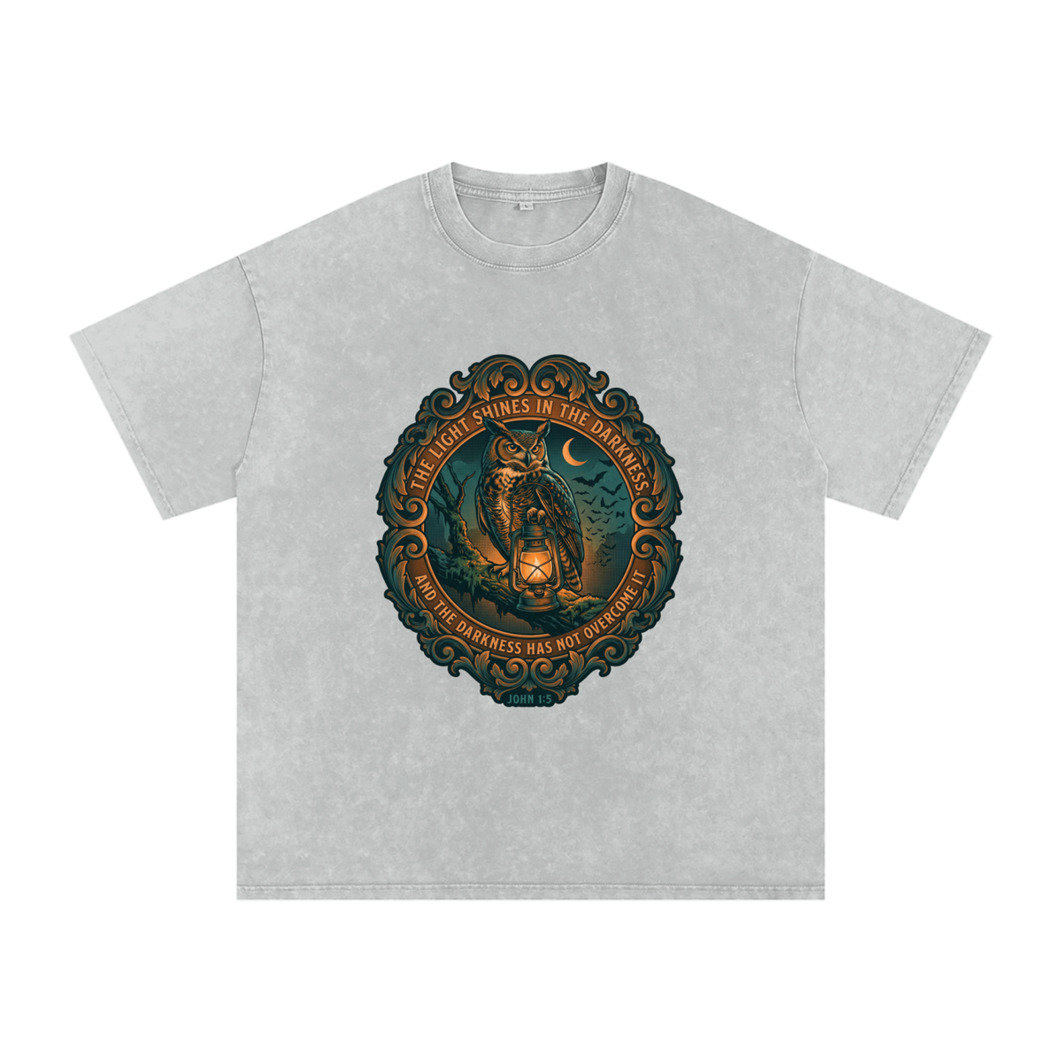 Owl Snow Washed Oversized Cotton T-Shirt