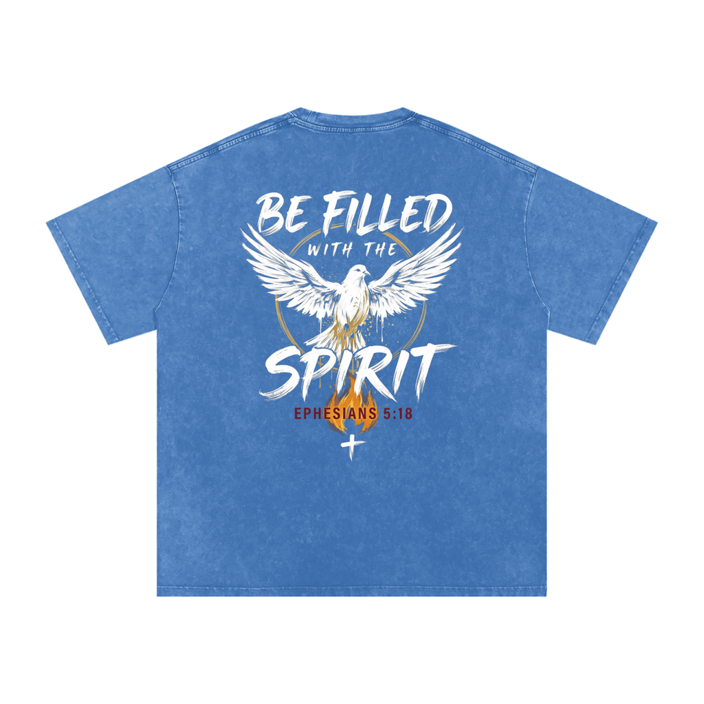 Be filled with the Spirt Snow Washed Oversized Cotton T-Shirt