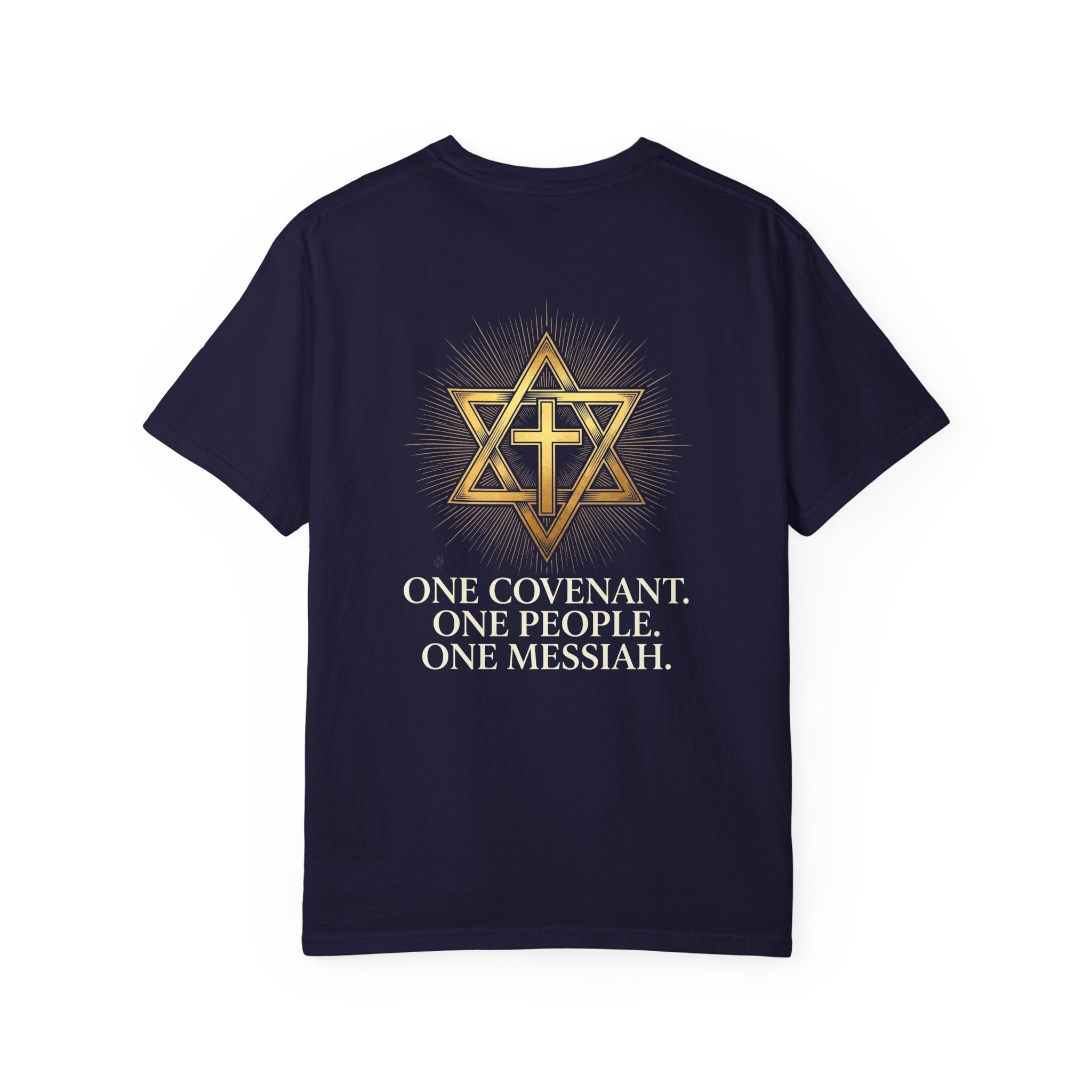 Christian Cross & Star Tee — "One Covenant. One People. One Messiah."