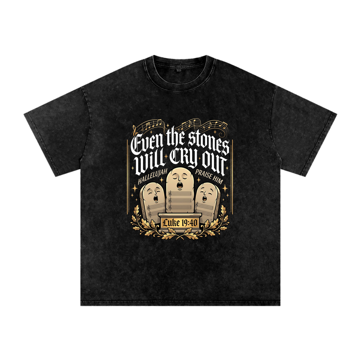 Stones Snow Washed Oversized Cotton T-Shirt