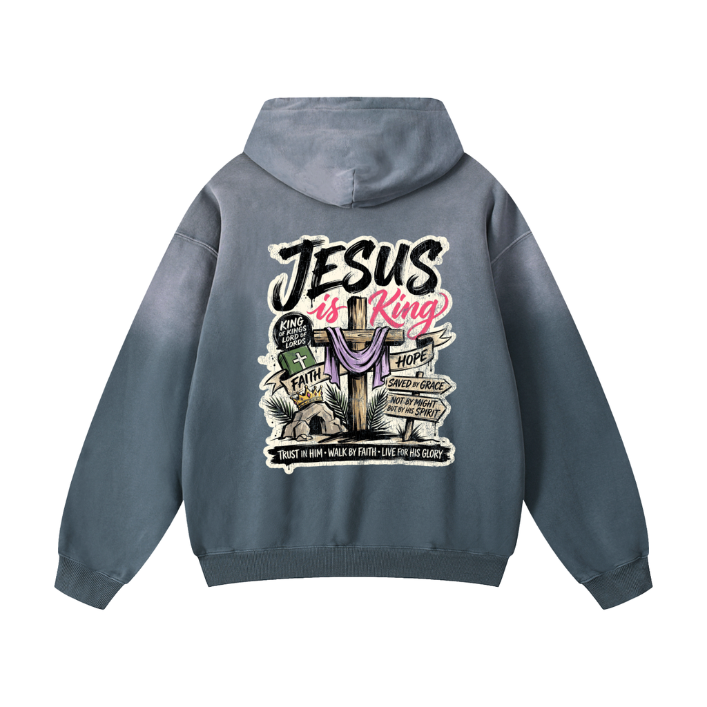 Jesus is King Heavyweight Sunfade Oversized Hoodie