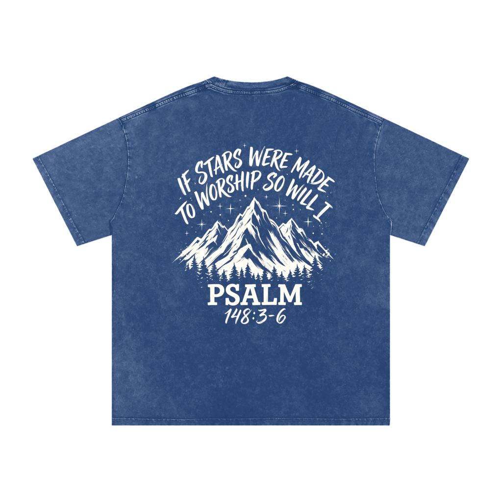 Move Mountains Snow Washed Oversized Cotton T-Shirt