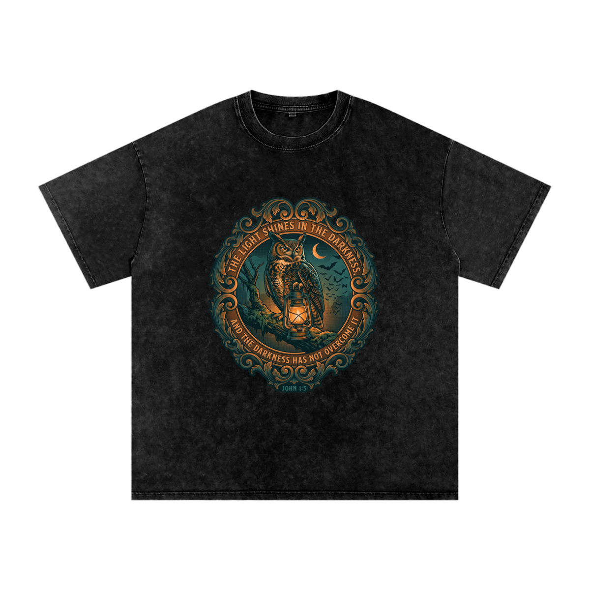 Owl Snow Washed Oversized Cotton T-Shirt