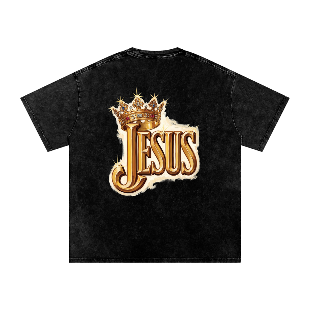 Jesus Snow Washed Oversized Cotton T-Shirt