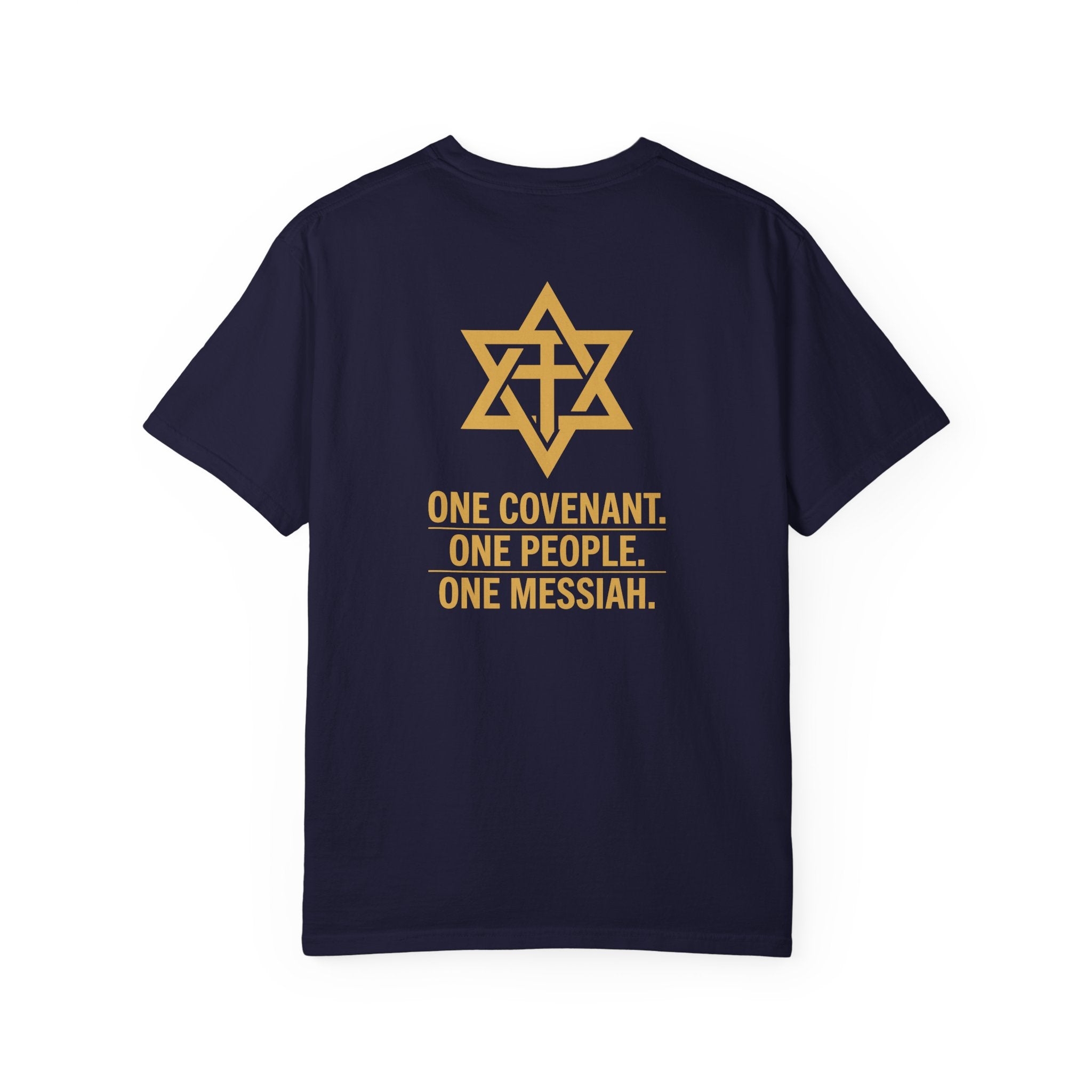 One Covenant One People One Messiah T-Shirt — Interfaith Star & Cross Design