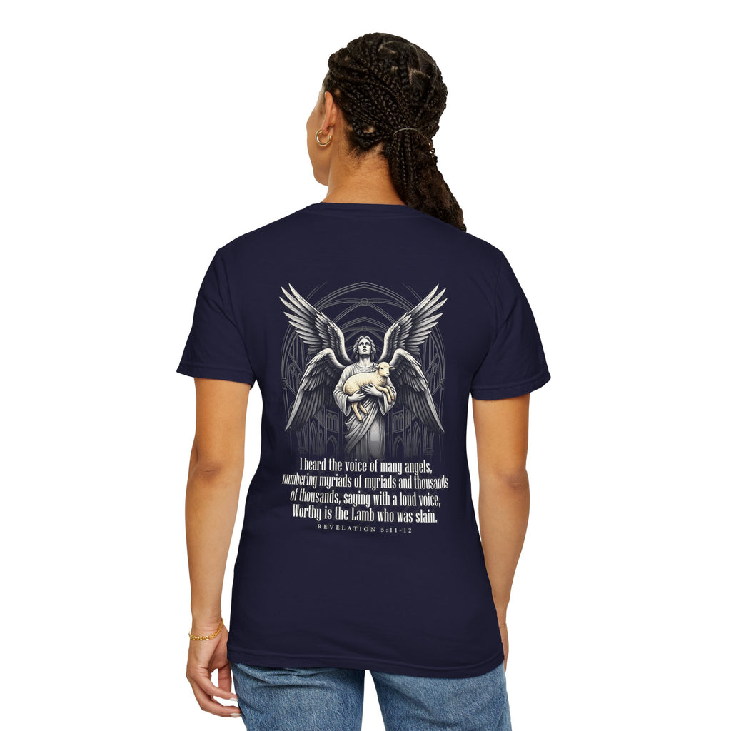 Christian Angel Cross T-Shirt — Inspirational Scripture Back Graphic