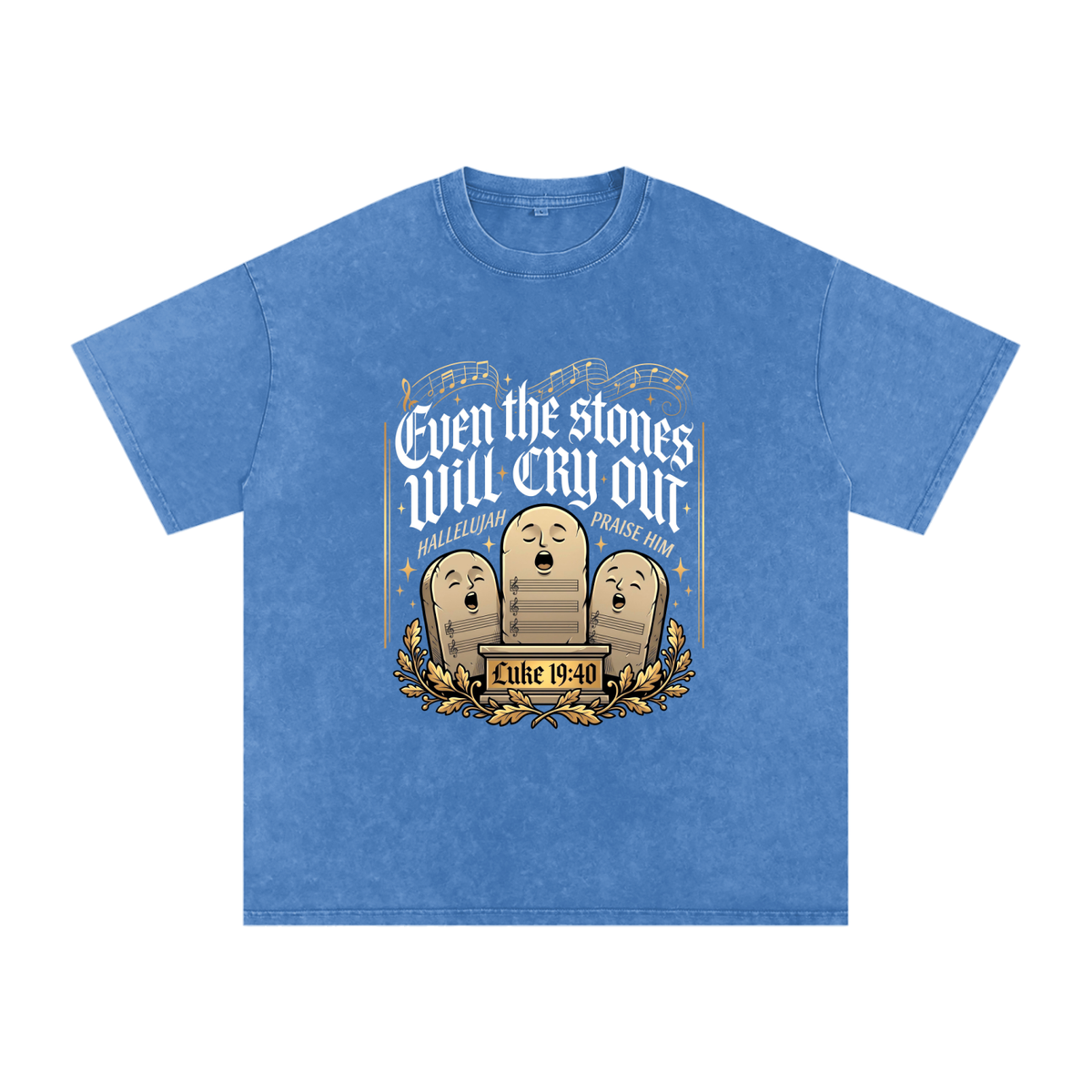 Stones Snow Washed Oversized Cotton T-Shirt