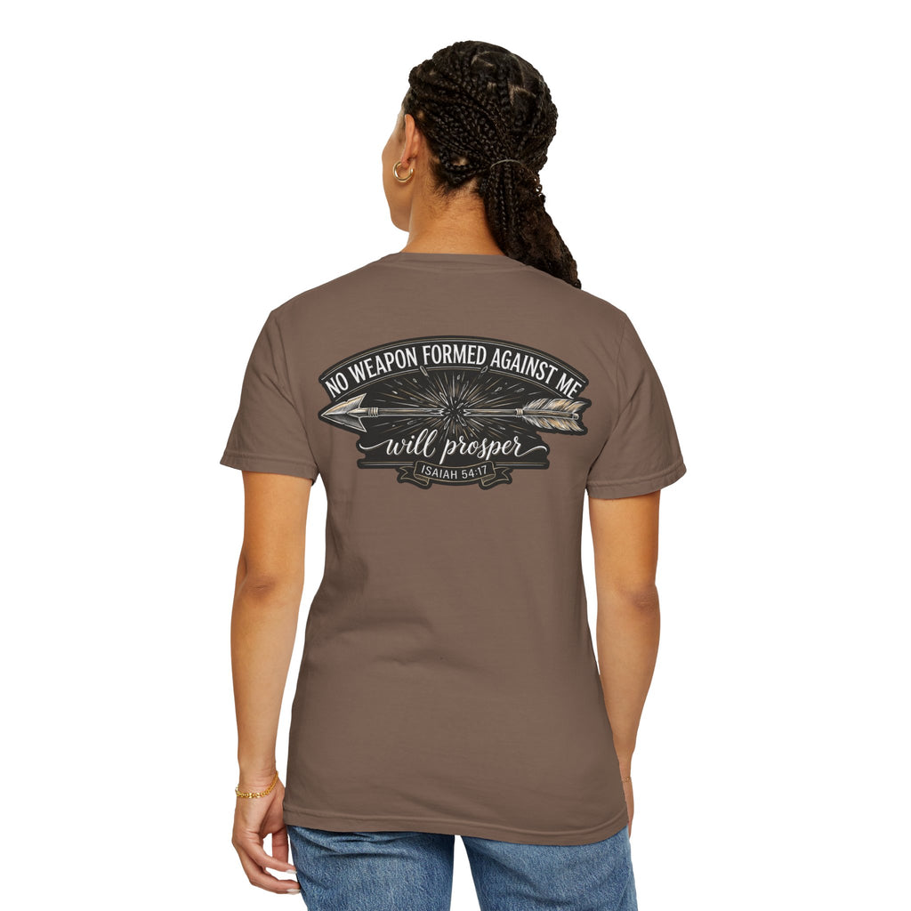 Christian Cross T-Shirt — "No Weapon Formed Against Me Will Prosper" Inspirational Tee