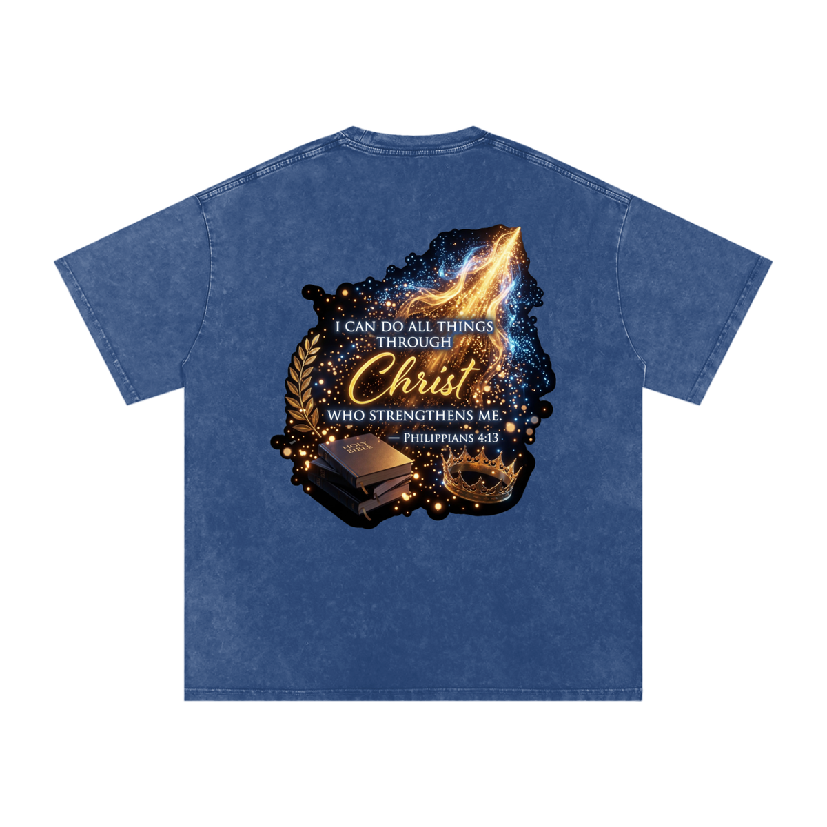 Through Christ Snow Washed Oversized Cotton T-Shirt