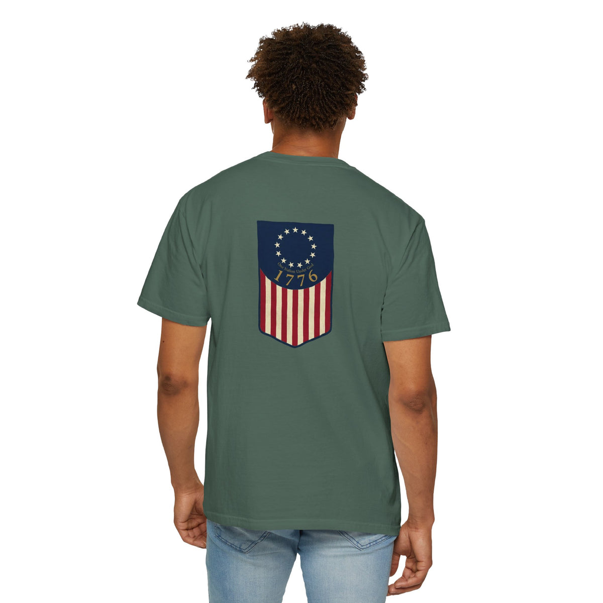 America 1776 Flag Badge T-Shirt