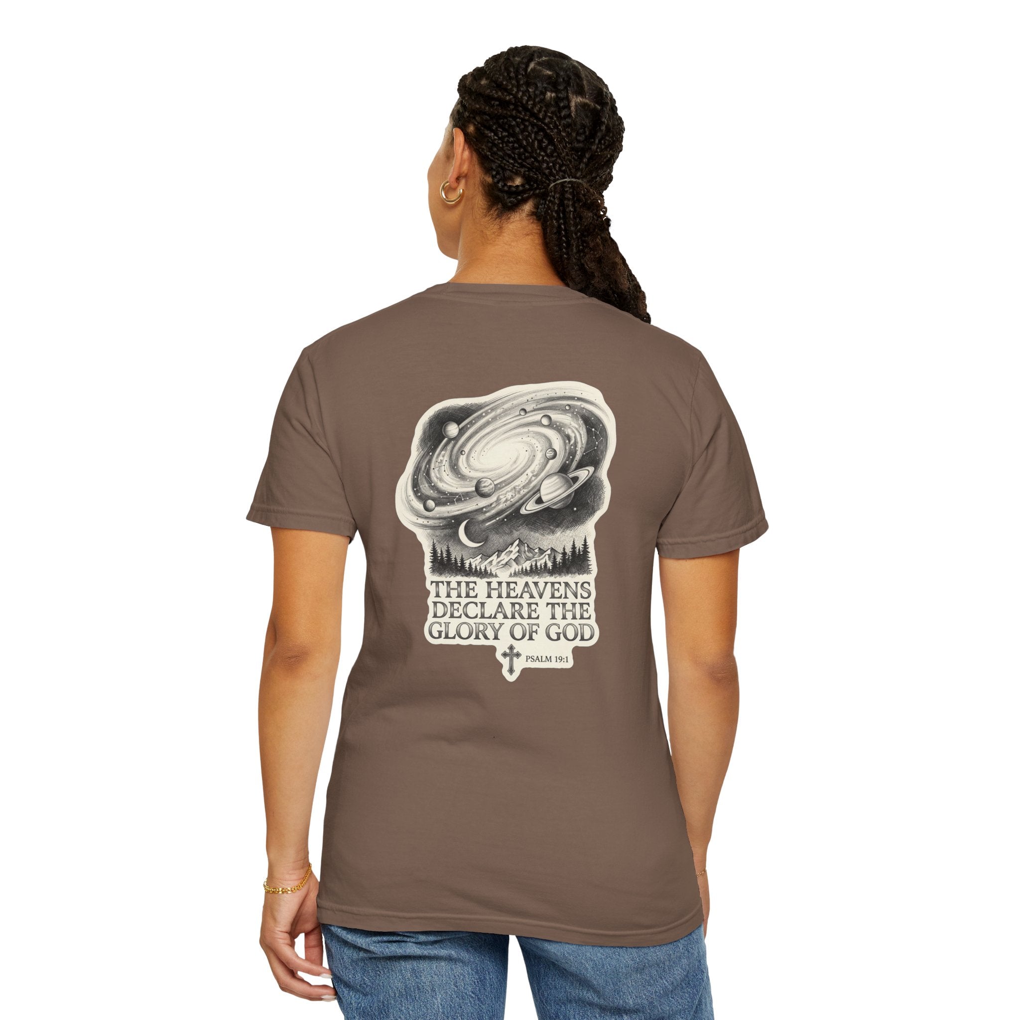 Christian T-Shirt — "The Heavens Declare the Glory of God" Back Graphic