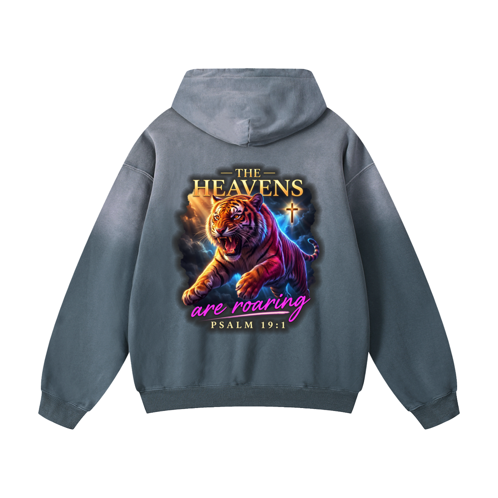 The Heavens are Roaring - Heavyweight Sunfade Oversized Hoodie -