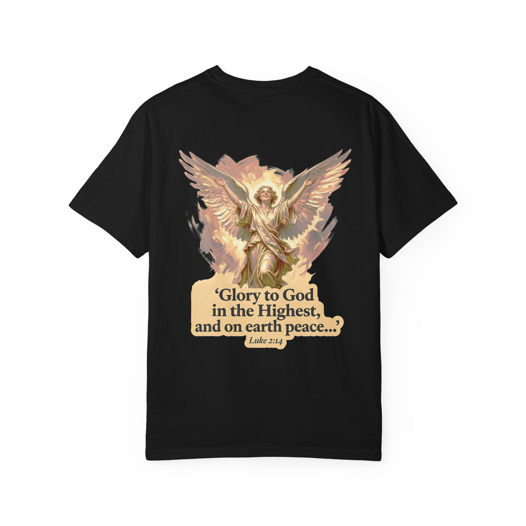 Christian Angel Tee — "Glory to God in the Highest" Graphic T-Shirt