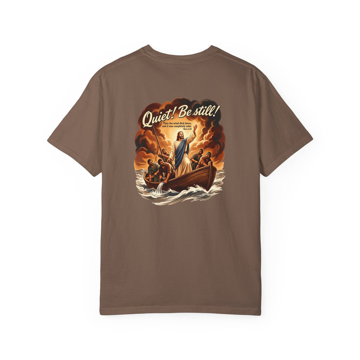 Christian Cross Graphic T-Shirt – “Quiet! Be Still”