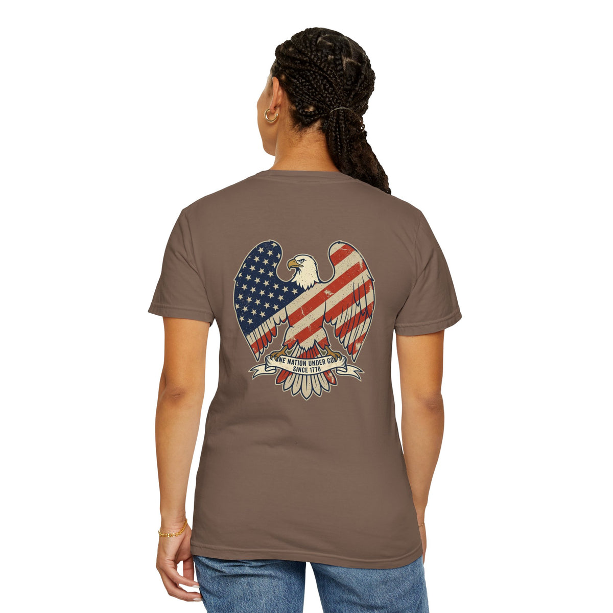 Patriotic Eagle T-Shirt — 'America' Vintage Flag Graphic